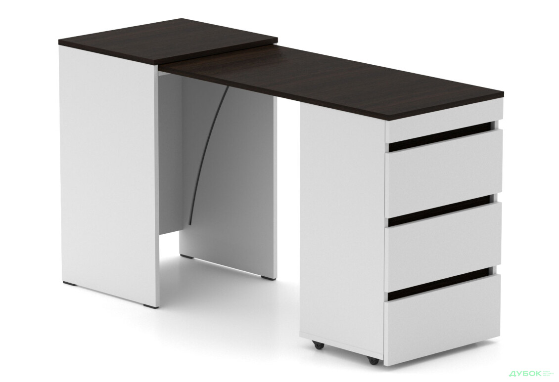 Стіл-комод трансформер Knap Knap Shiron / Широн з шухлядами, Білий / Венге