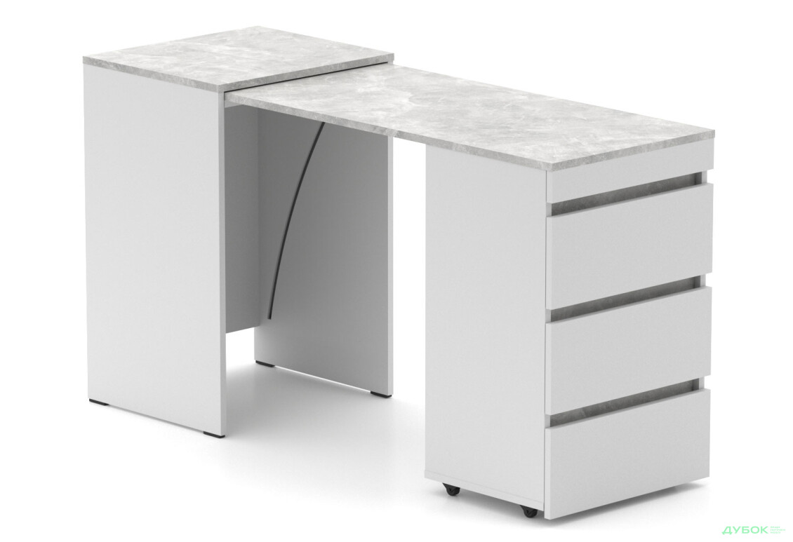 Стіл-комод трансформер Knap Knap Shiron / Широн з шухлядами, Білий / Ательє світлий