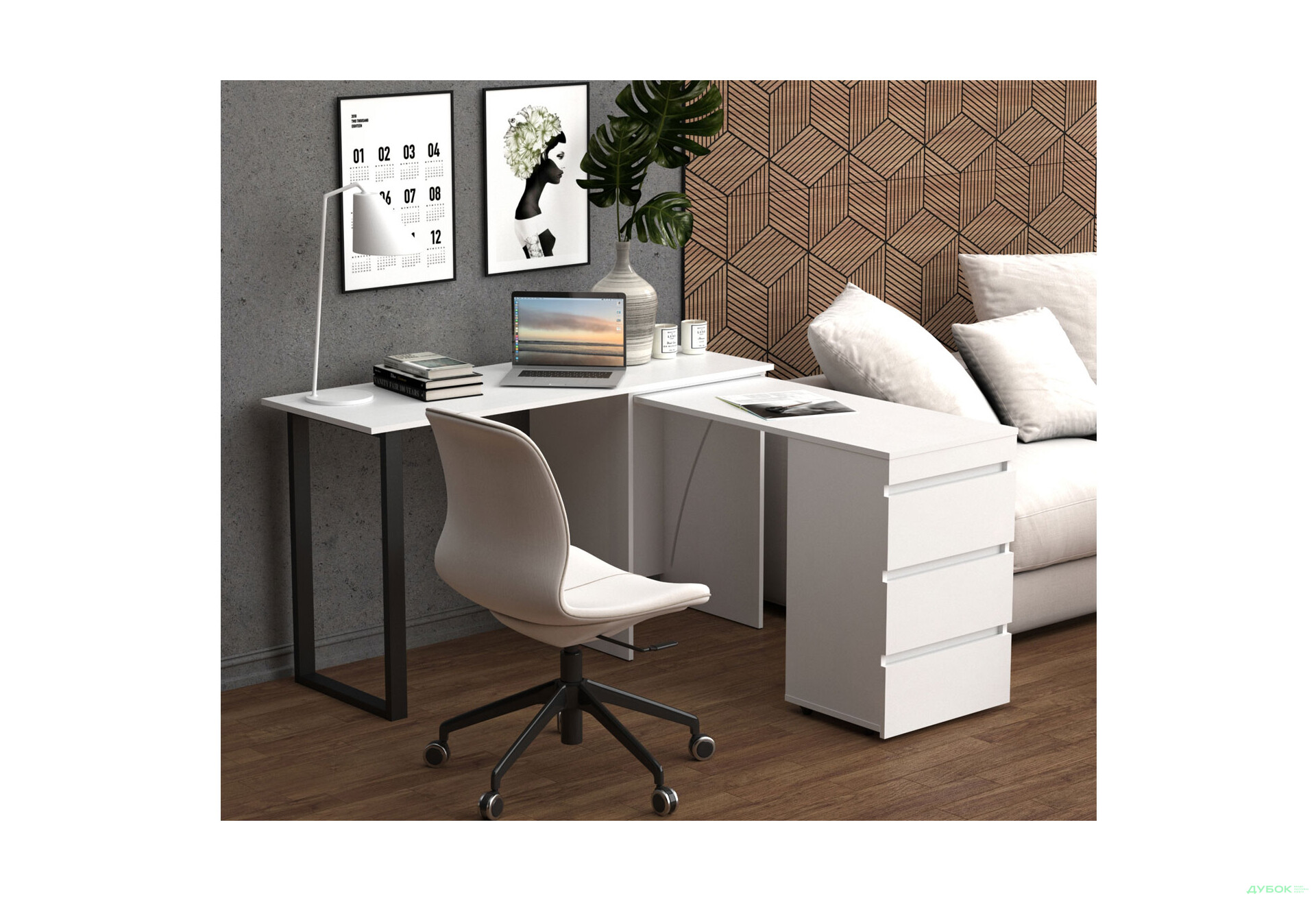 Зображення 5 - Стіл-комод трансформер Knap Knap Shiron+Jambo / Широн+Джамбо з додатковою поворотною стільницею та шухлядами, Білий