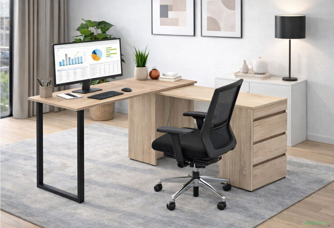 Зображення 2 - Стіл-комод трансформер Knap Knap Shiron+Jambo / Широн+Джамбо з додатковою поворотною стільницею та шухлядами, Дуб сонома