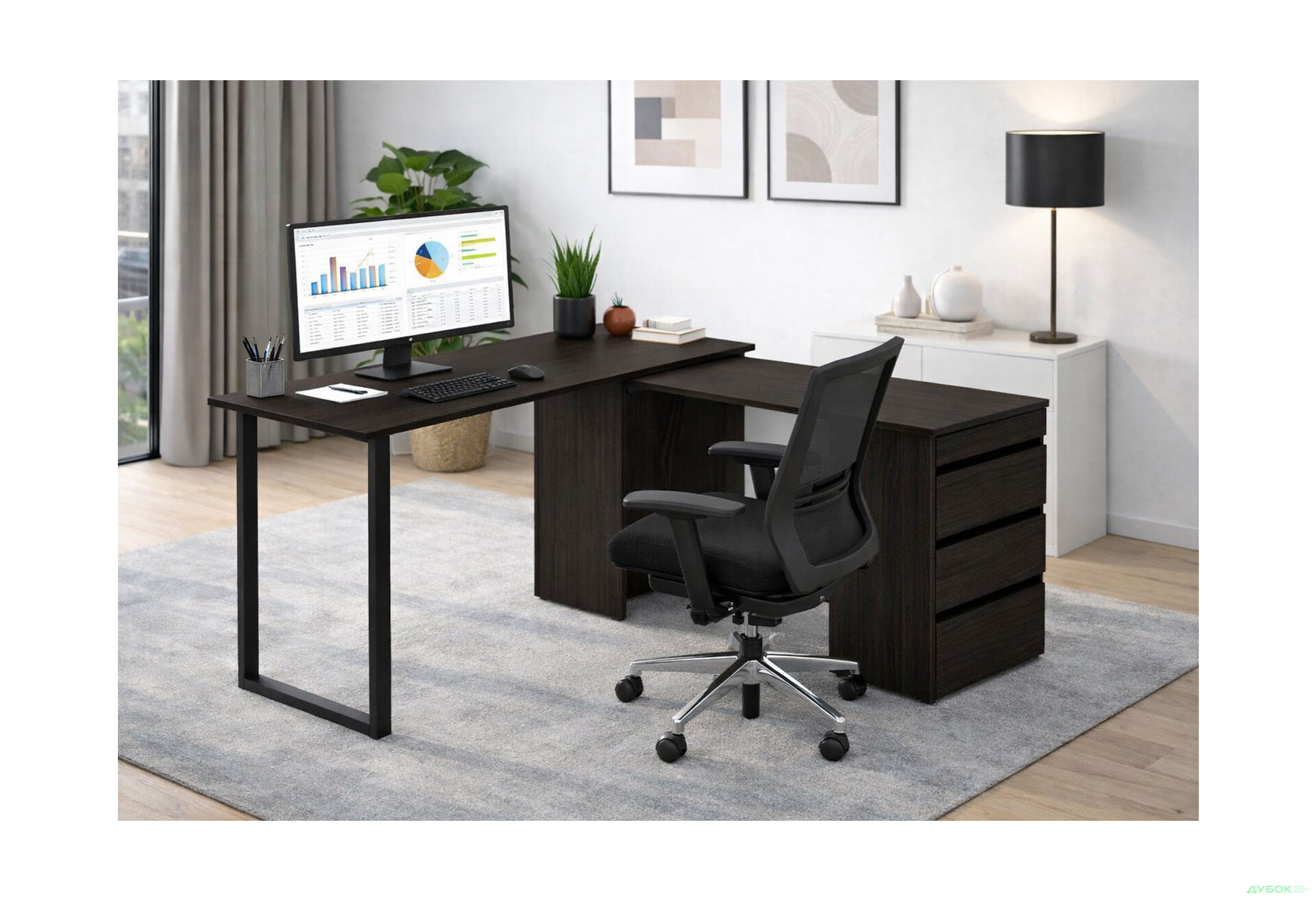 Зображення 2 - Стіл-комод трансформер Knap Knap Shiron+Jambo / Широн+Джамбо з додатковою поворотною стільницею та шухлядами, Венге