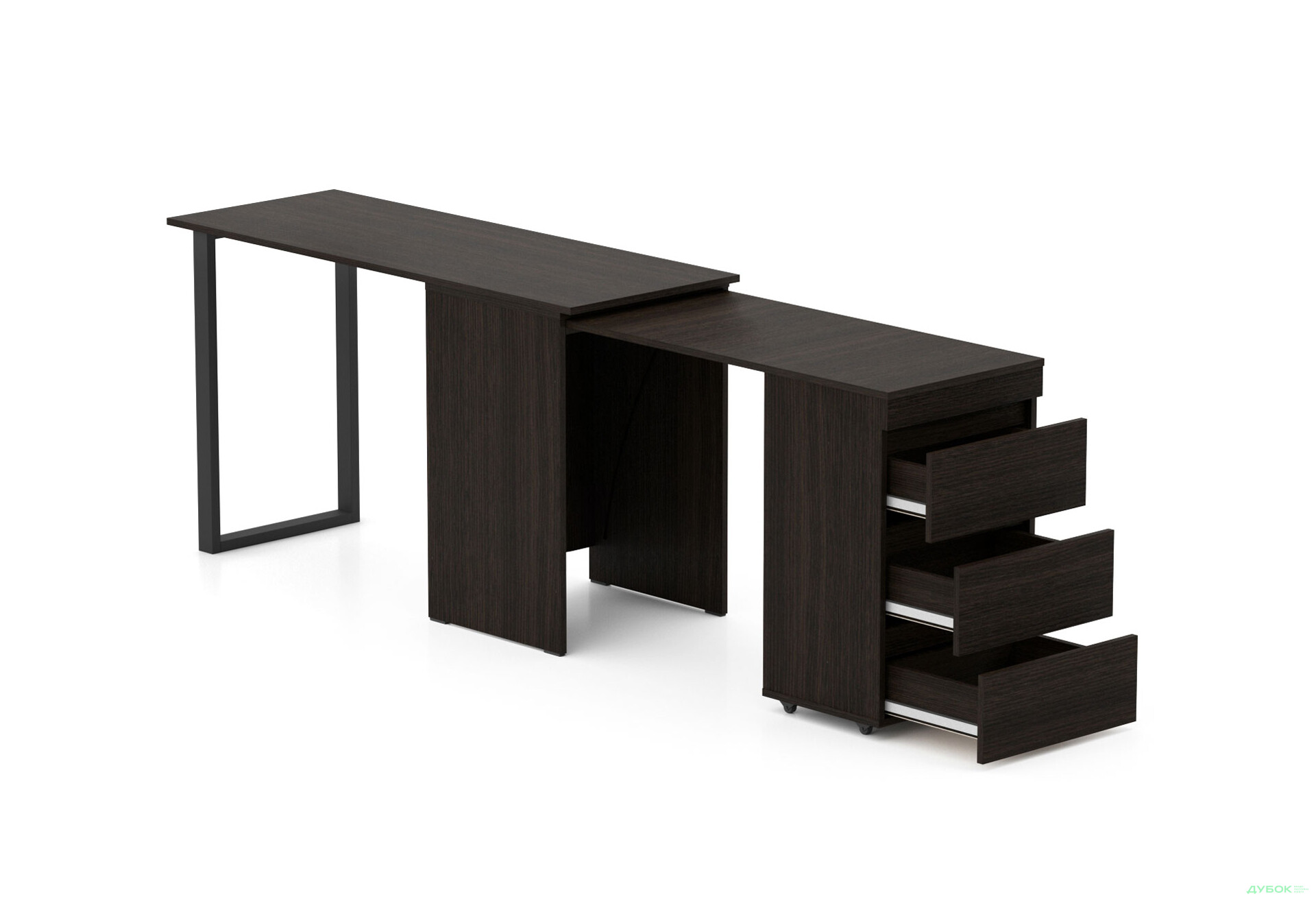 Зображення 3 - Стіл-комод трансформер Knap Knap Shiron+Jambo / Широн+Джамбо з додатковою поворотною стільницею та шухлядами, Венге