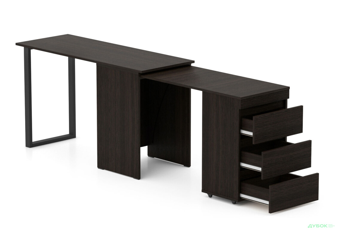 Зображення 3 - Стіл-комод трансформер Knap Knap Shiron+Jambo / Широн+Джамбо з додатковою поворотною стільницею та шухлядами, Венге