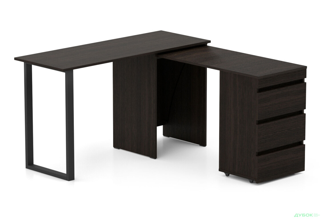 Зображення 2 - Стіл-комод трансформер Knap Knap Shiron+Jambo / Широн+Джамбо з додатковою поворотною стільницею та шухлядами, Венге