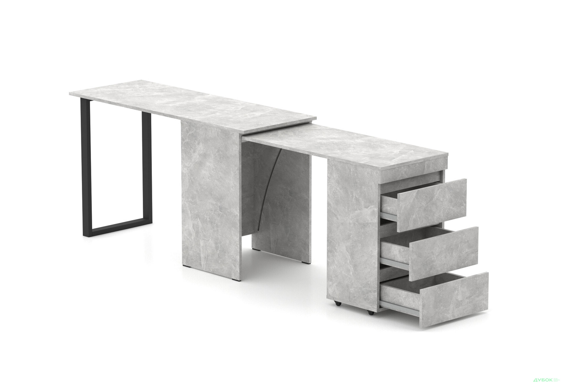 Зображення 3 - Стіл-комод трансформер Knap Knap Shiron+Jambo / Широн+Джамбо з додатковою поворотною стільницею та шухлядами, Ательє світлий