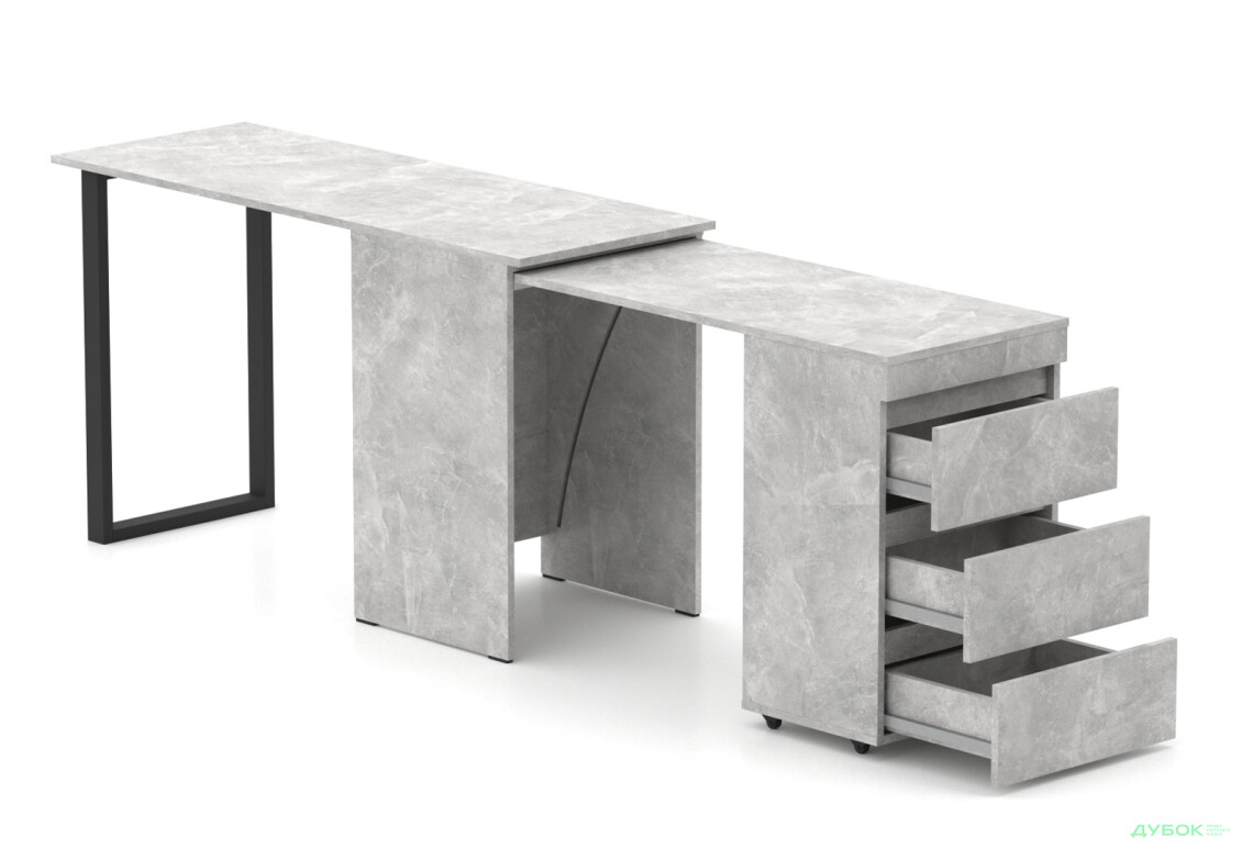 Зображення 3 - Стіл-комод трансформер Knap Knap Shiron+Jambo / Широн+Джамбо з додатковою поворотною стільницею та шухлядами, Ательє світлий