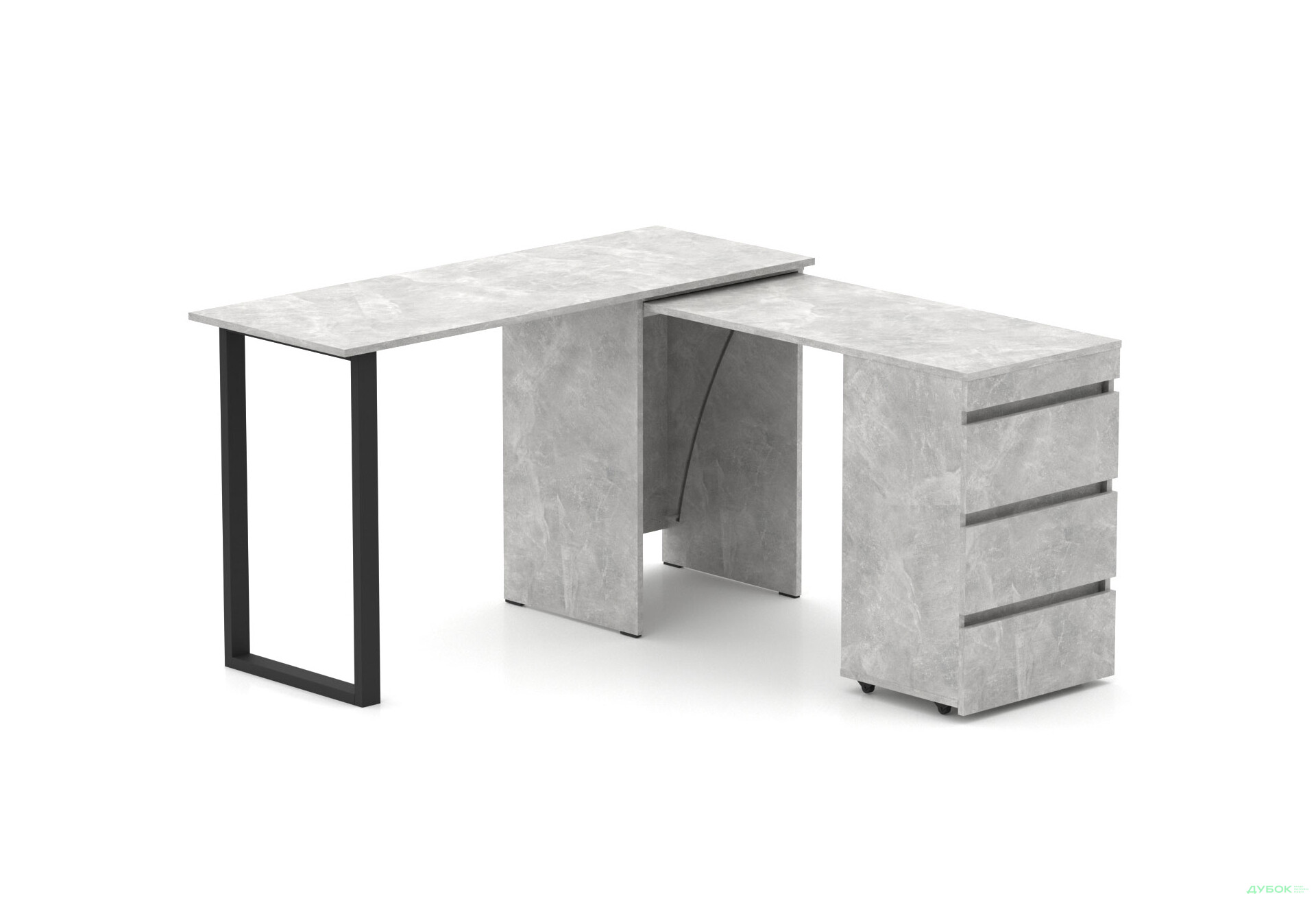 Зображення 2 - Стіл-комод трансформер Knap Knap Shiron+Jambo / Широн+Джамбо з додатковою поворотною стільницею та шухлядами, Ательє світлий