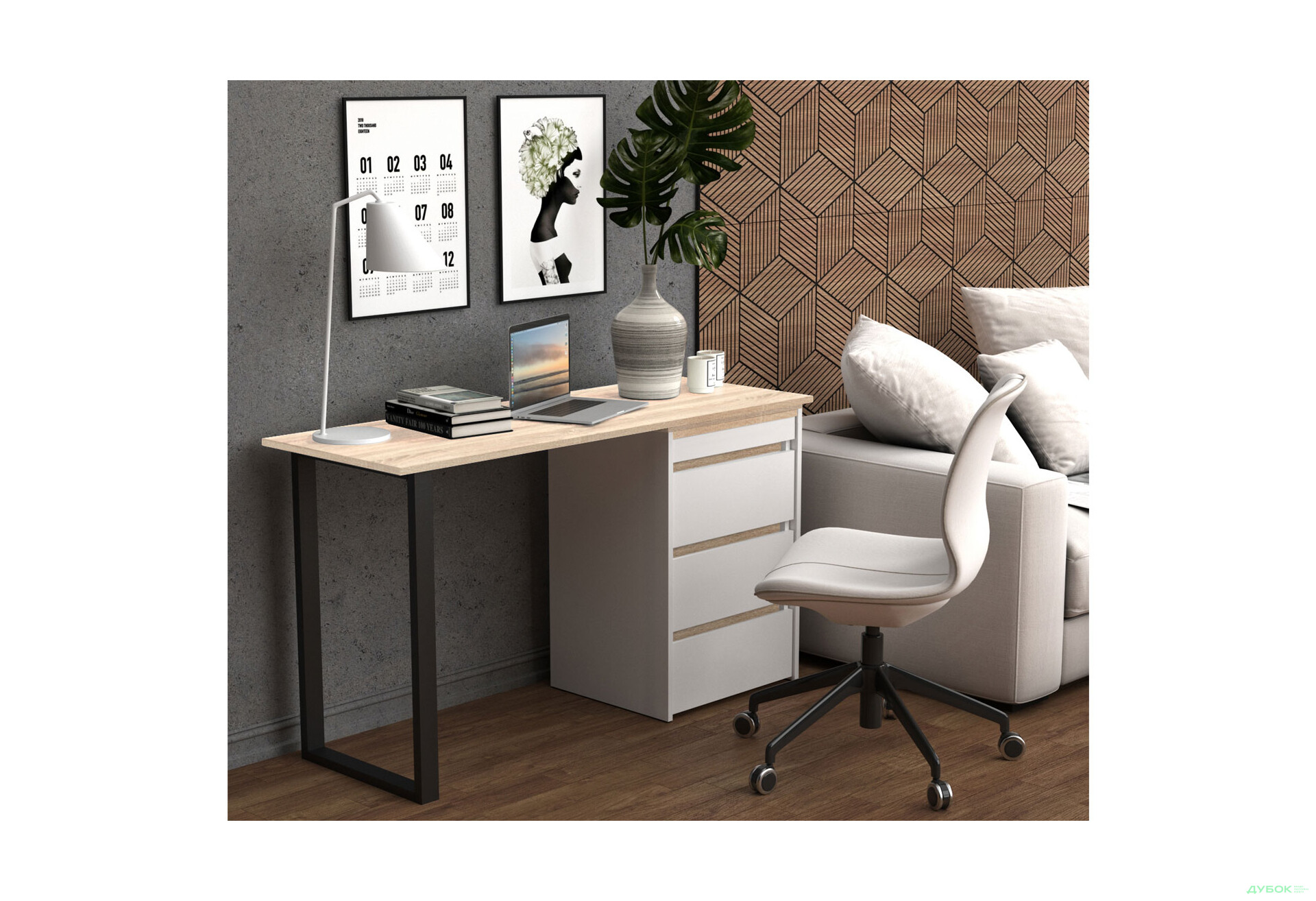 Изображение 4 - Стол-комод трансформер Knap Knap Shiron+Jambo / Широн+Джамбо с дополнительной поворотной столешницей и ящиками, Белый / Дуб сонома