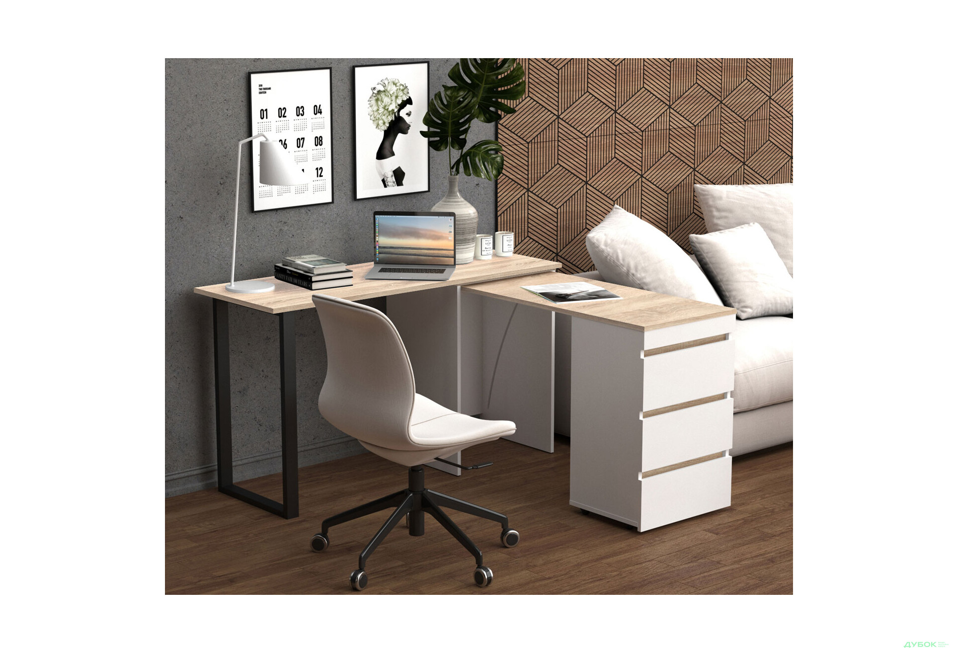 Изображение 5 - Стол-комод трансформер Knap Knap Shiron+Jambo / Широн+Джамбо с дополнительной поворотной столешницей и ящиками, Белый / Дуб сонома