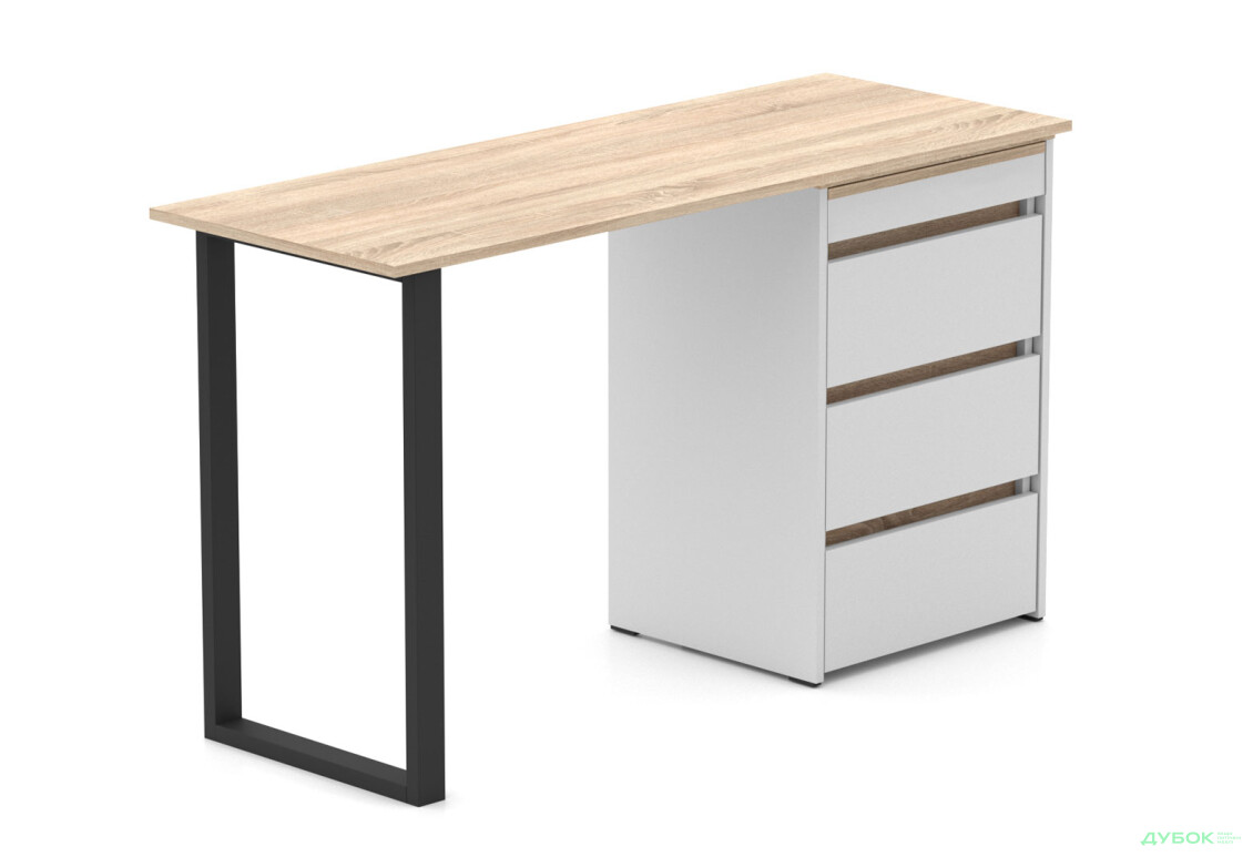 Стол-комод трансформер Knap Knap Shiron+Jambo / Широн+Джамбо с дополнительной поворотной столешницей и ящиками, Белый / Дуб сонома