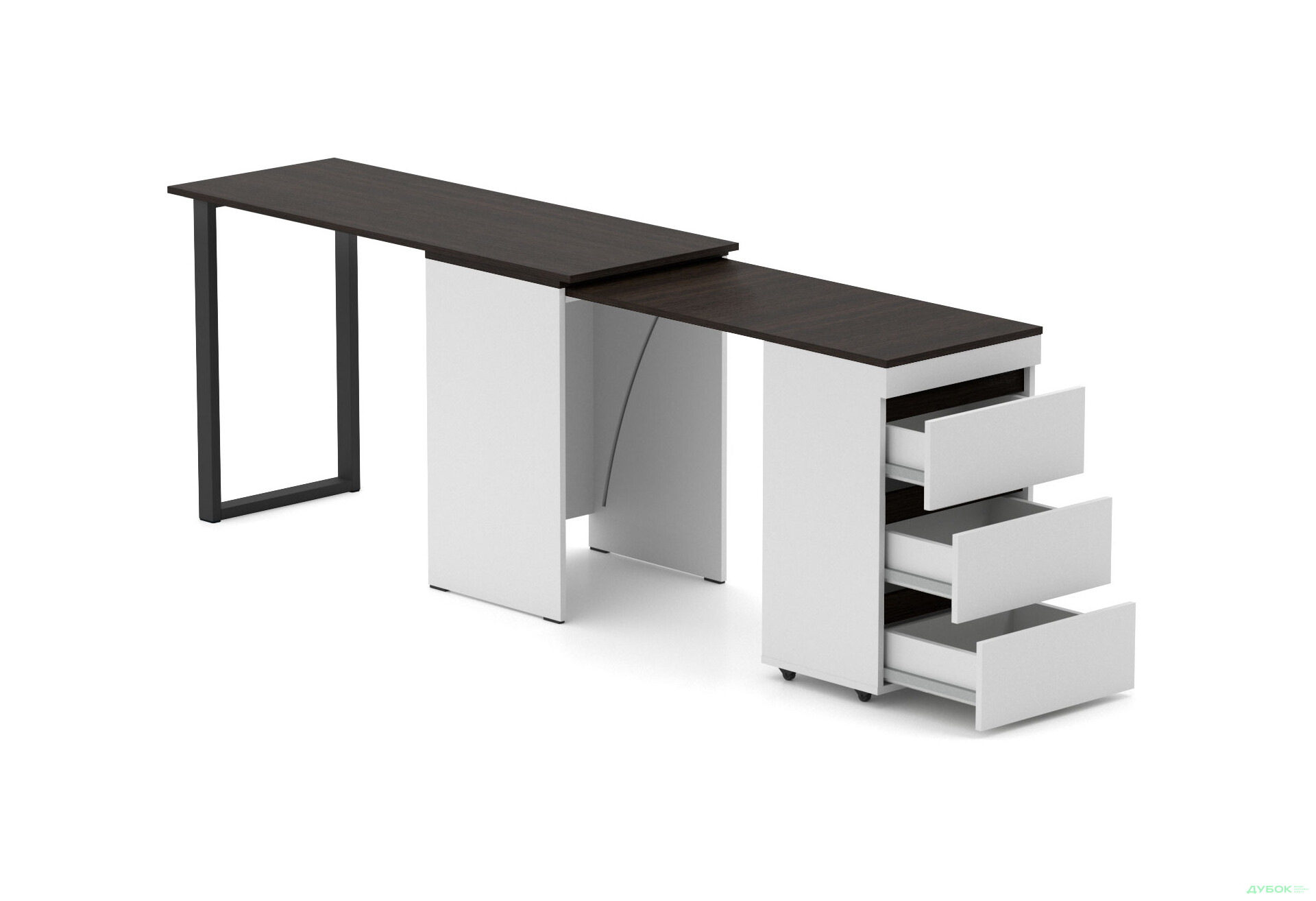 Изображение 3 - Стол-комод трансформер Knap Knap Shiron+Jambo / Широн+Джамбо с дополнительной поворотной столешницей и ящиками, Белый / Венге