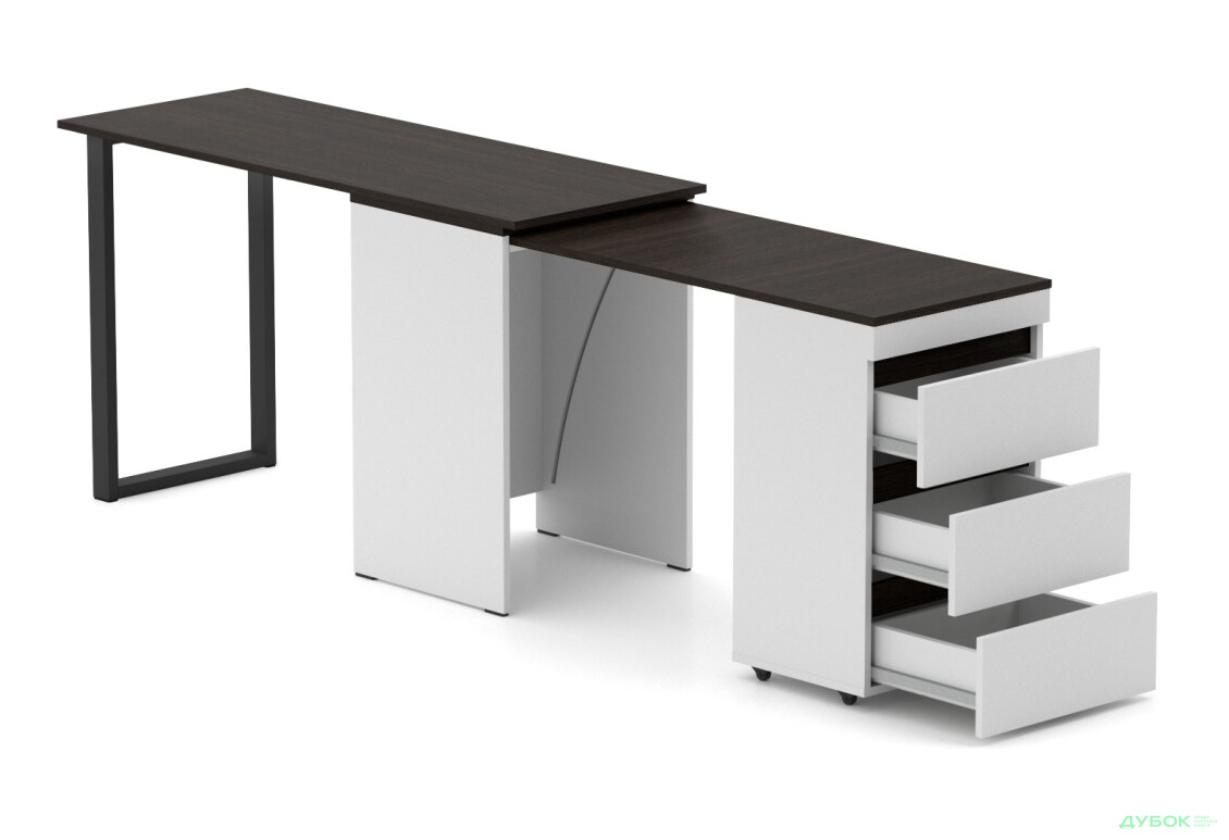 Изображение 3 - Стол-комод трансформер Knap Knap Shiron+Jambo / Широн+Джамбо с дополнительной поворотной столешницей и ящиками, Белый / Венге