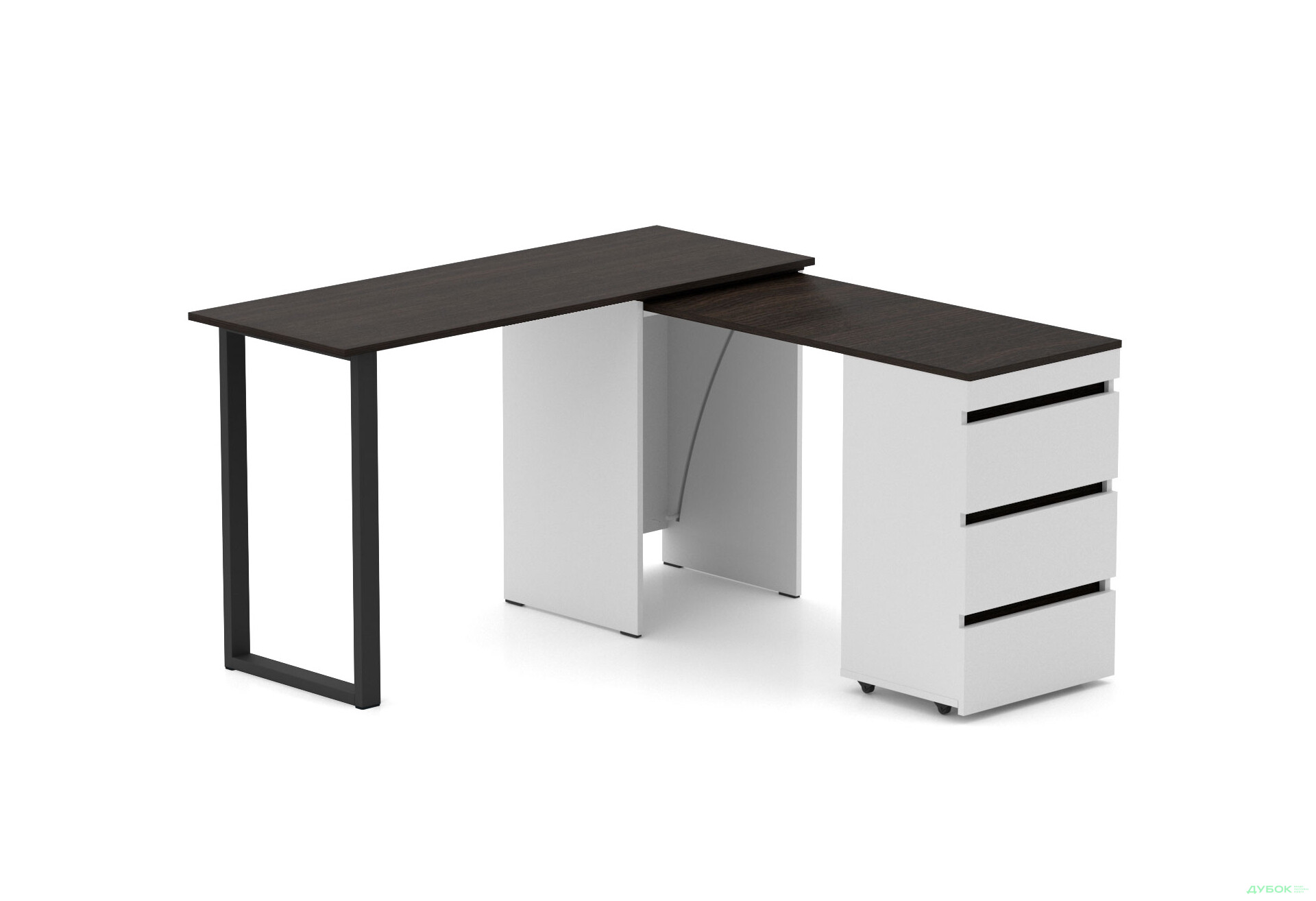 Изображение 2 - Стол-комод трансформер Knap Knap Shiron+Jambo / Широн+Джамбо с дополнительной поворотной столешницей и ящиками, Белый / Венге