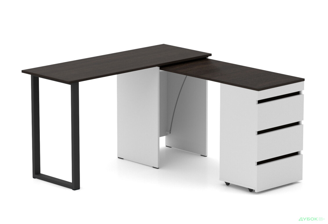 Изображение 2 - Стол-комод трансформер Knap Knap Shiron+Jambo / Широн+Джамбо с дополнительной поворотной столешницей и ящиками, Белый / Венге