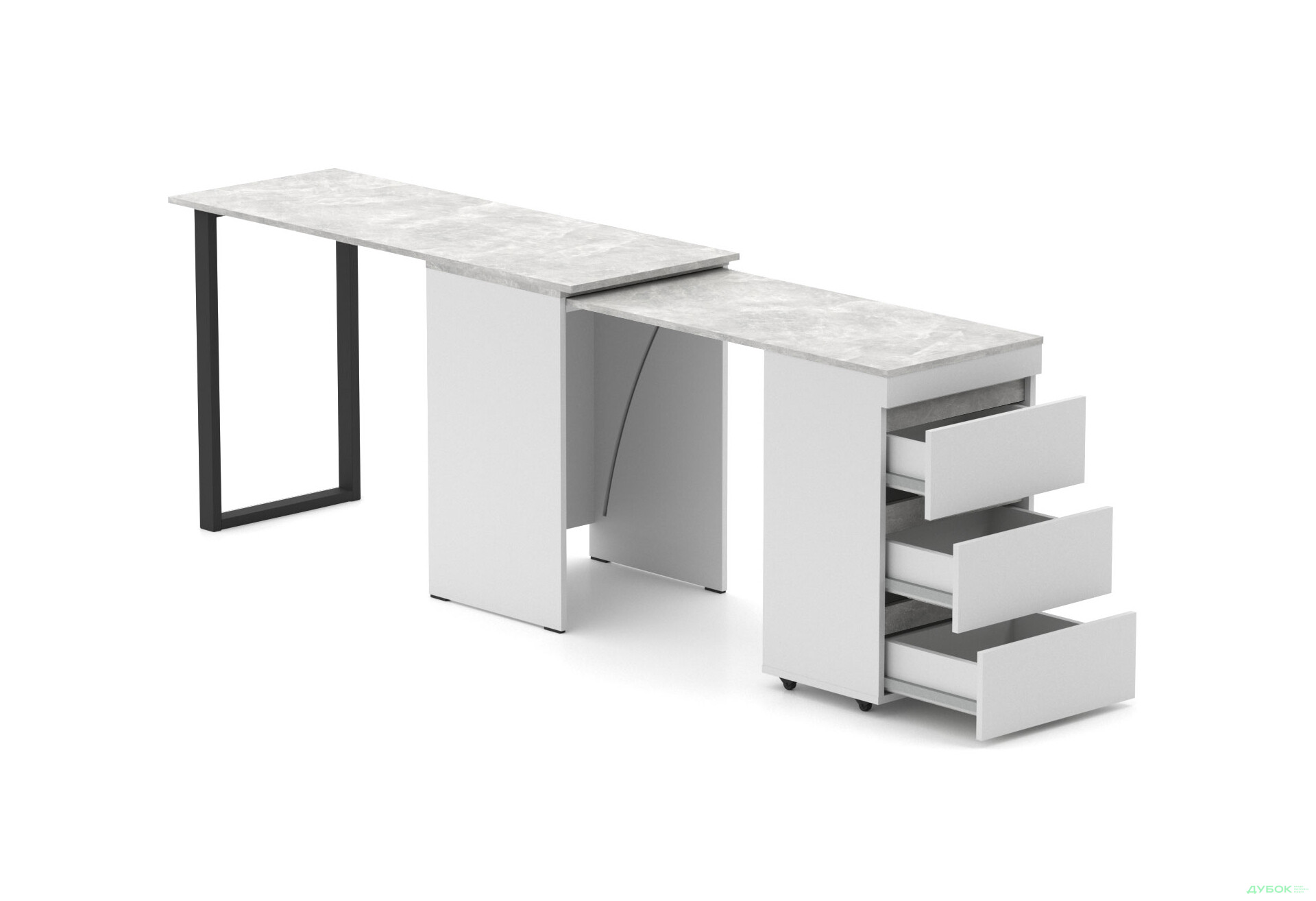 Изображение 3 - Стол-комод трансформер Knap Knap Shiron+Jambo / Широн+Джамбо с дополнительной поворотной столешницей и ящиками, Белый / Ателье светлый