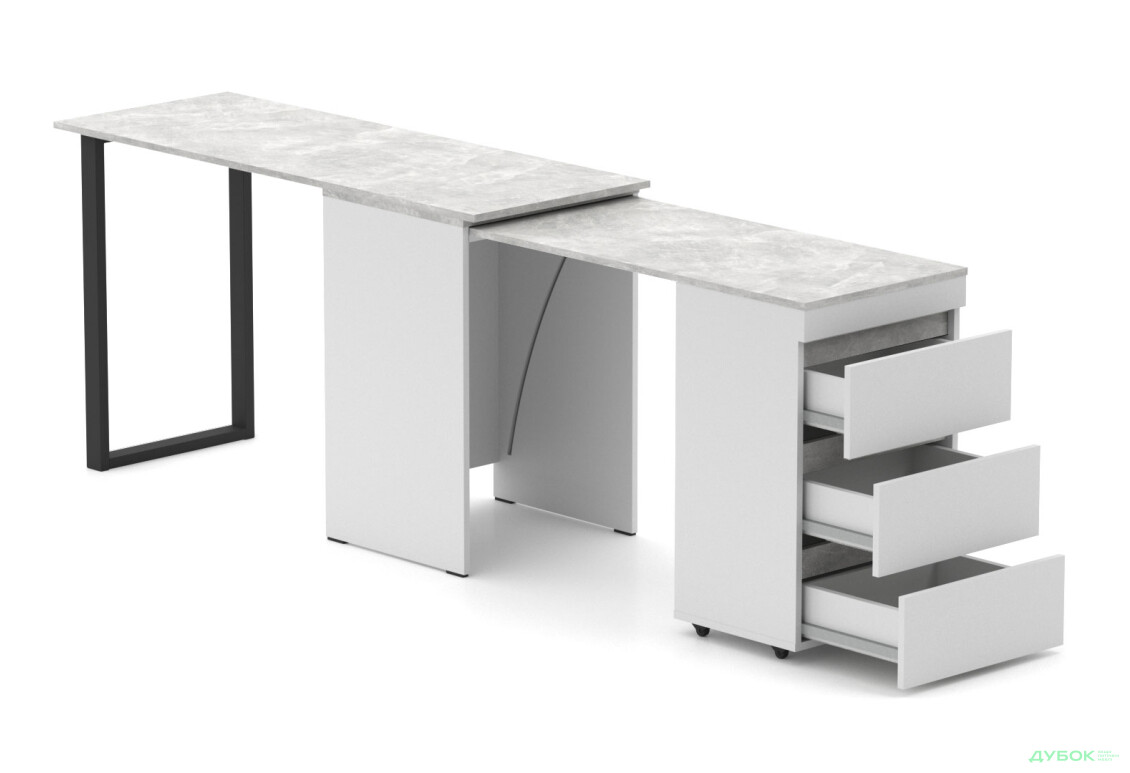 Изображение 3 - Стол-комод трансформер Knap Knap Shiron+Jambo / Широн+Джамбо с дополнительной поворотной столешницей и ящиками, Белый / Ателье светлый