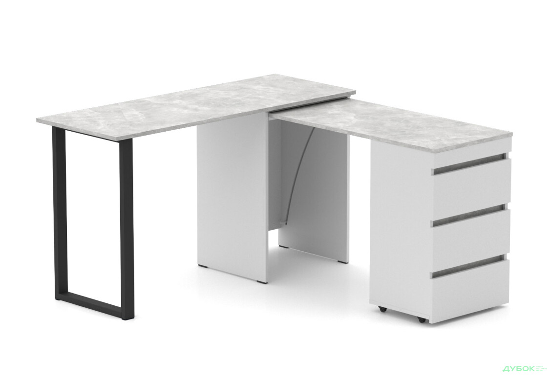 Изображение 2 - Стол-комод трансформер Knap Knap Shiron+Jambo / Широн+Джамбо с дополнительной поворотной столешницей и ящиками, Белый / Ателье светлый