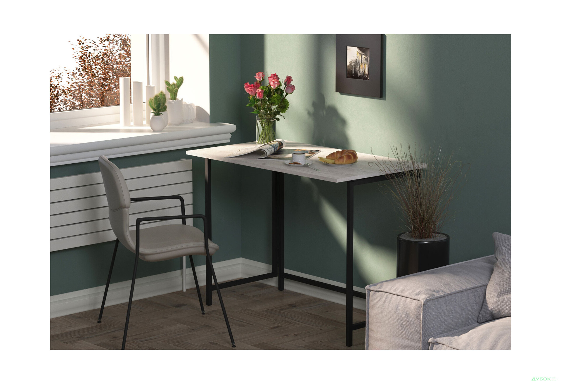 Изображение 4 - Стол-трансформер Knap Knap Spier / Спир 90х57 см раскладной, Дуб крафт белый