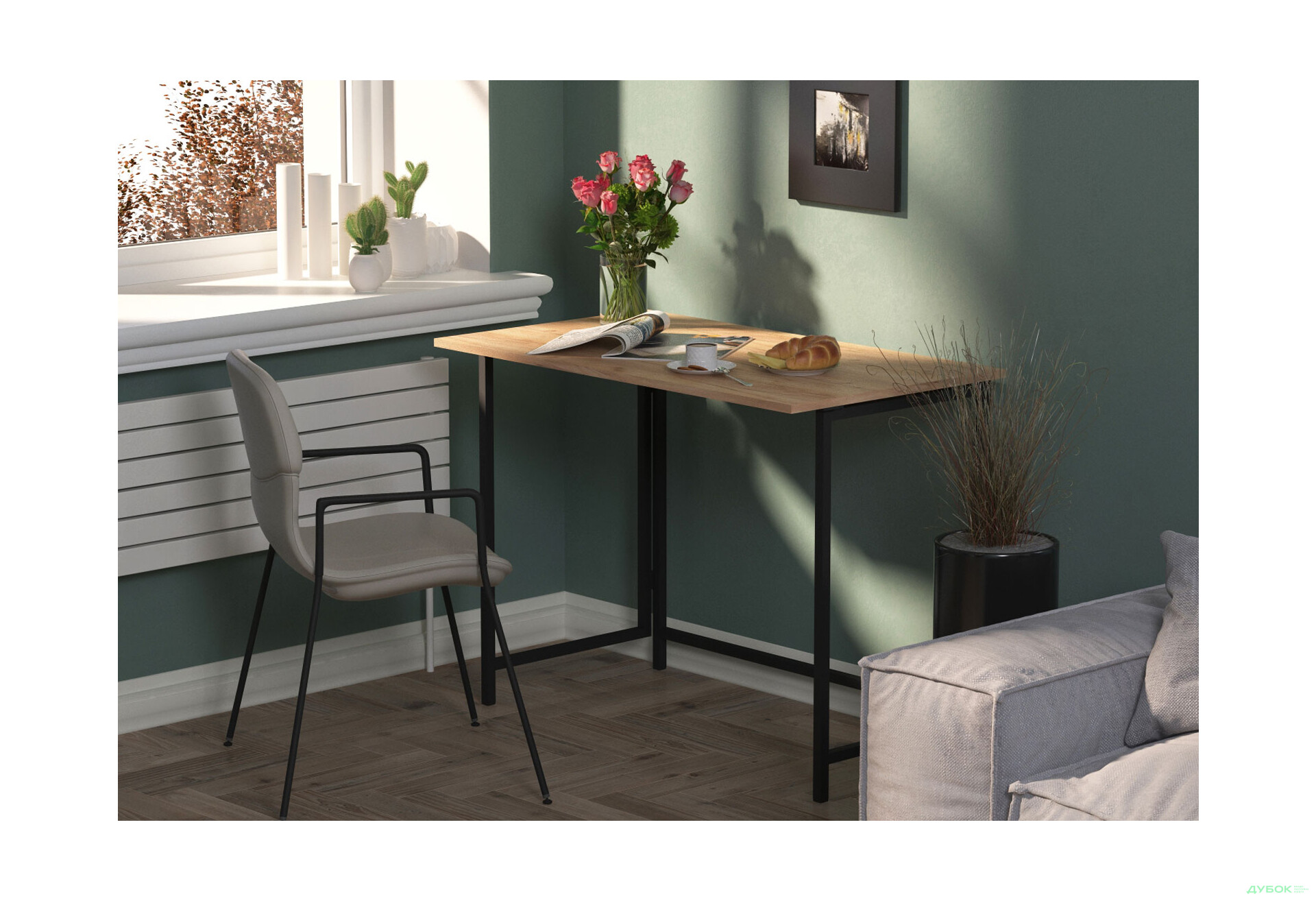 Зображення 4 - Стіл-трансформер Knap Knap Spier / Спір 90х57 см розкладний, Дуб крафт золотий