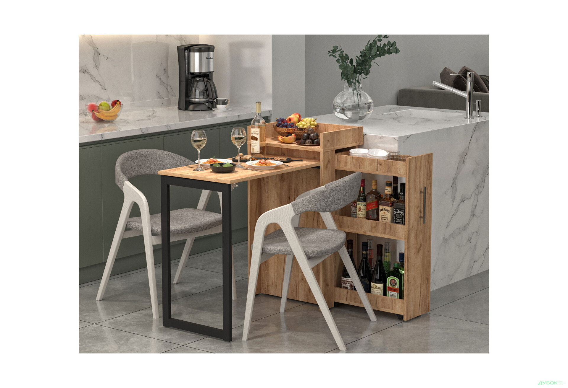 Зображення 4 - Стіл-тумба трансформер Knap Knap Rand / Ренд 2 в 1 з карго, Дуб крафт золотий