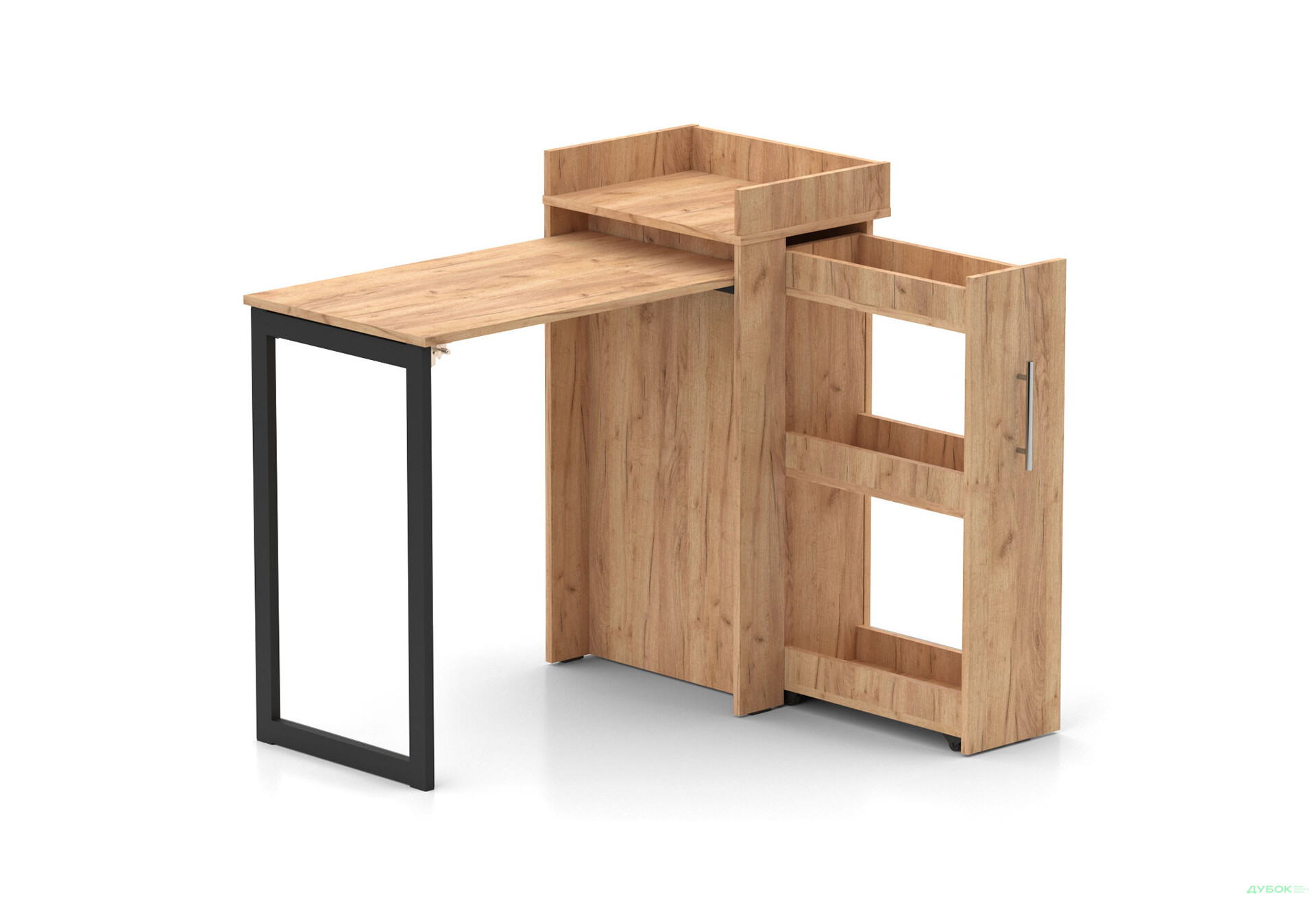 Зображення 1 - Стіл-тумба трансформер Knap Knap Rand / Ренд 2 в 1 з карго, Дуб крафт золотий