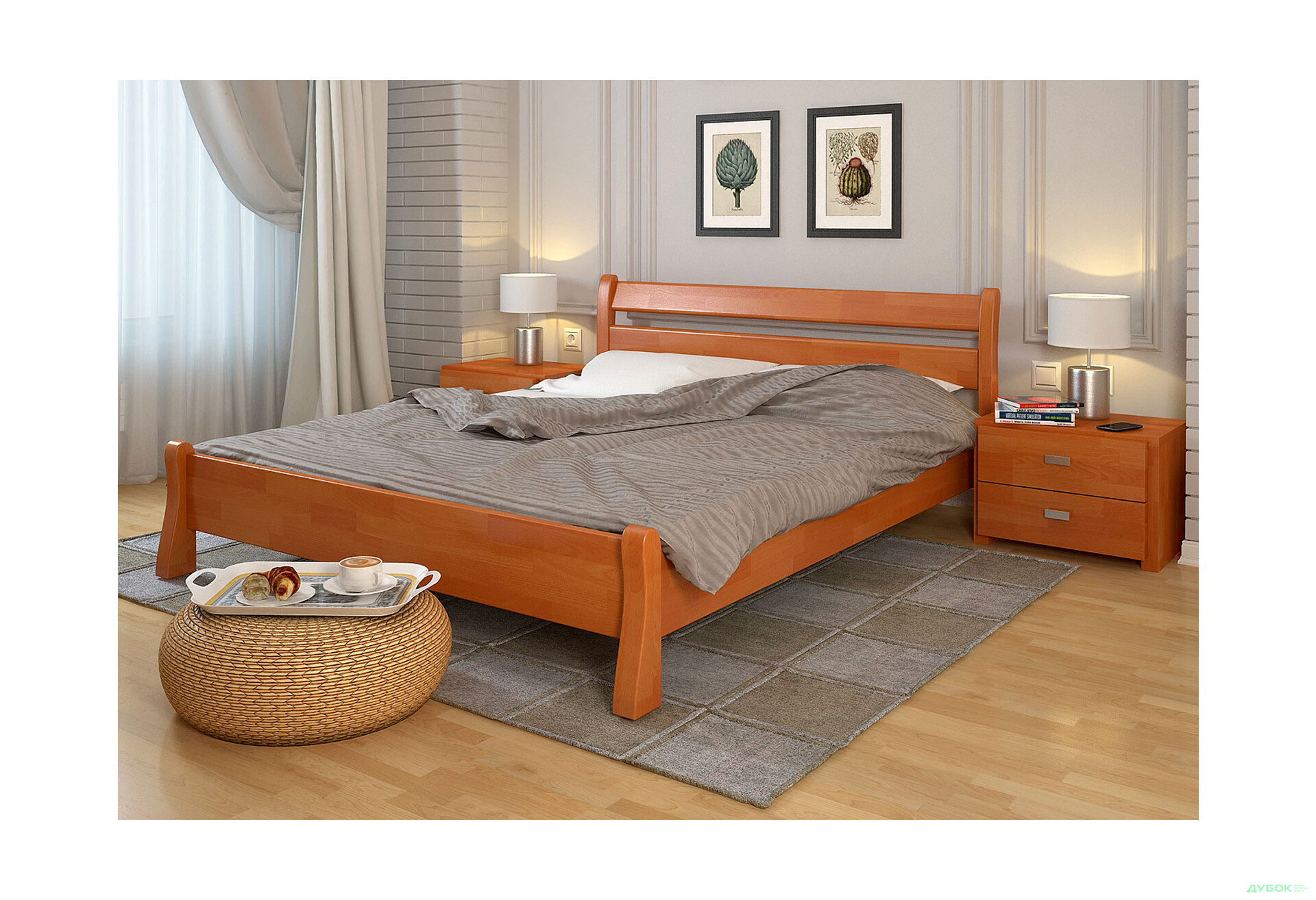 Ліжко Arbor Drev Венеція 140х200, бук, вільха - Зображення 2 Зображення 2 - Ліжко Arbor Drev Венеція 140х200, бук, вільха
