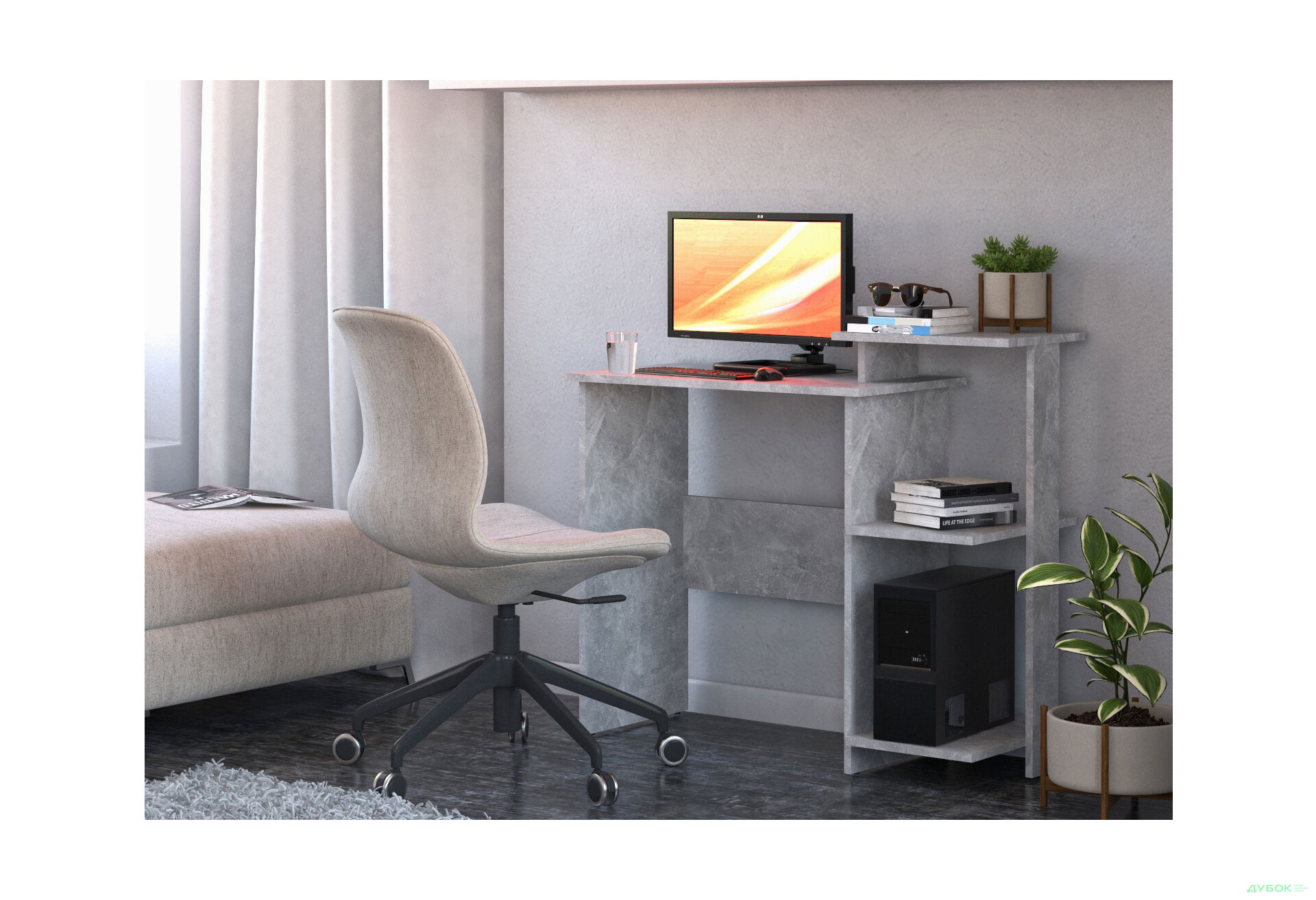 Зображення 2 - Стіл письмовий Knap Knap Nous / Ноус 100х40 см з полицями, Ательє світлий