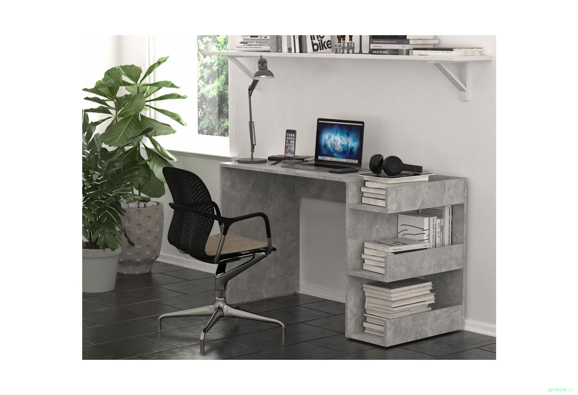 Изображение 2 - Стол письменный Knap Knap Legate / Легат 120х55 см с полками, Ателье светлый