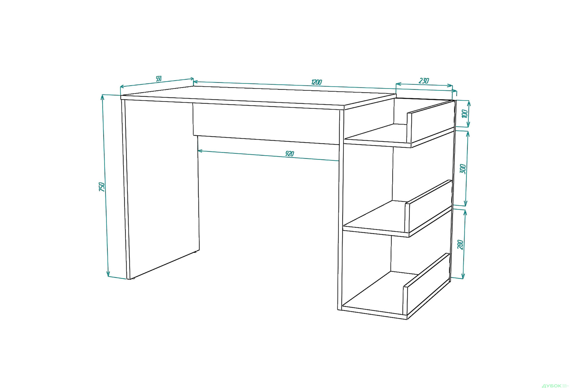 Изображение 3 - Стол письменный Knap Knap Legate / Легат 120х55 см с полками, Ателье светлый