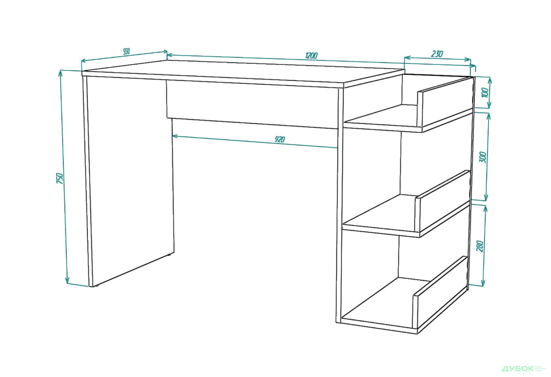 Изображение 3 - Стол письменный Knap Knap Legate / Легат 120х55 см с полками, Ателье светлый