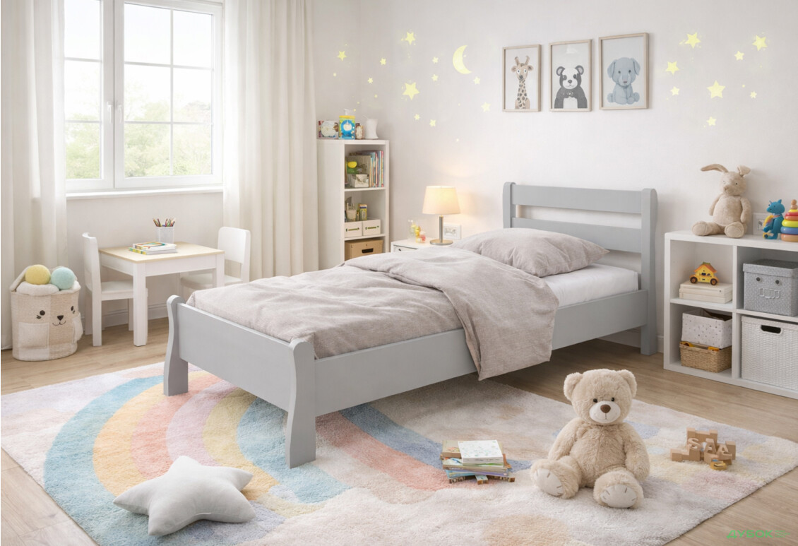 Зображення 2 - Ліжко Arbor Drev Венеція 90х200, сосна, сірий