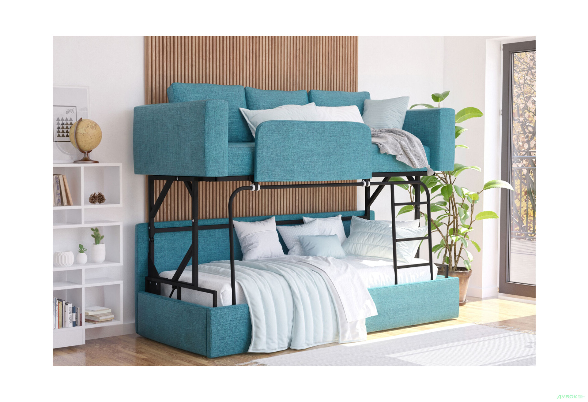 Изображение 4 - Диван-трансформер Knap Knap RUMI / РУМИ Turquoise 224x99 см бирюзовый