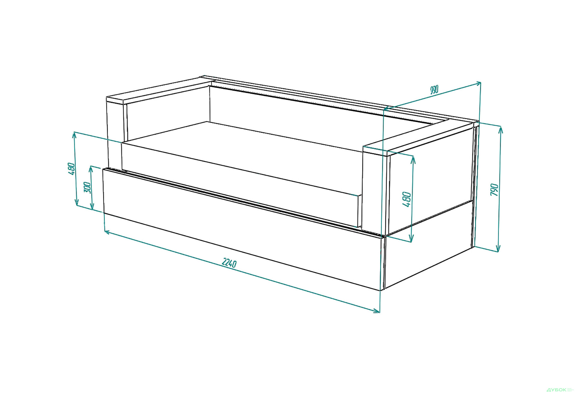 Изображение 5 - Диван-трансформер Knap Knap RUMI / РУМИ Turquoise 224x99 см бирюзовый