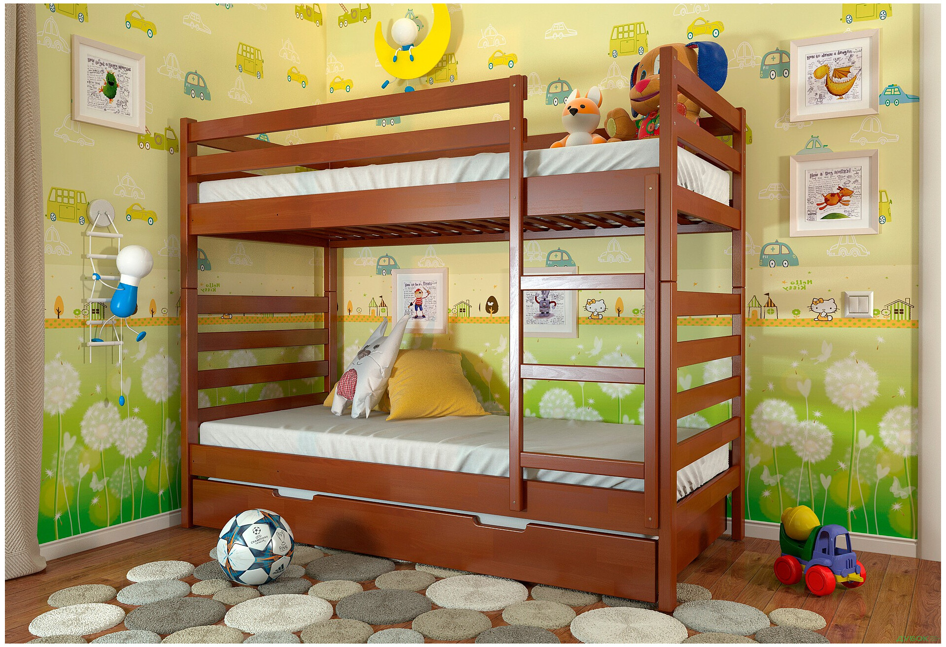 Кровать двухъярусная Арбор Древ Рио 90х200, сосна, яблоня локарно - Изображение 2 Изображение 2 - Кровать двухъярусная Арбор Древ Рио 90х200, сосна, яблоня локарно