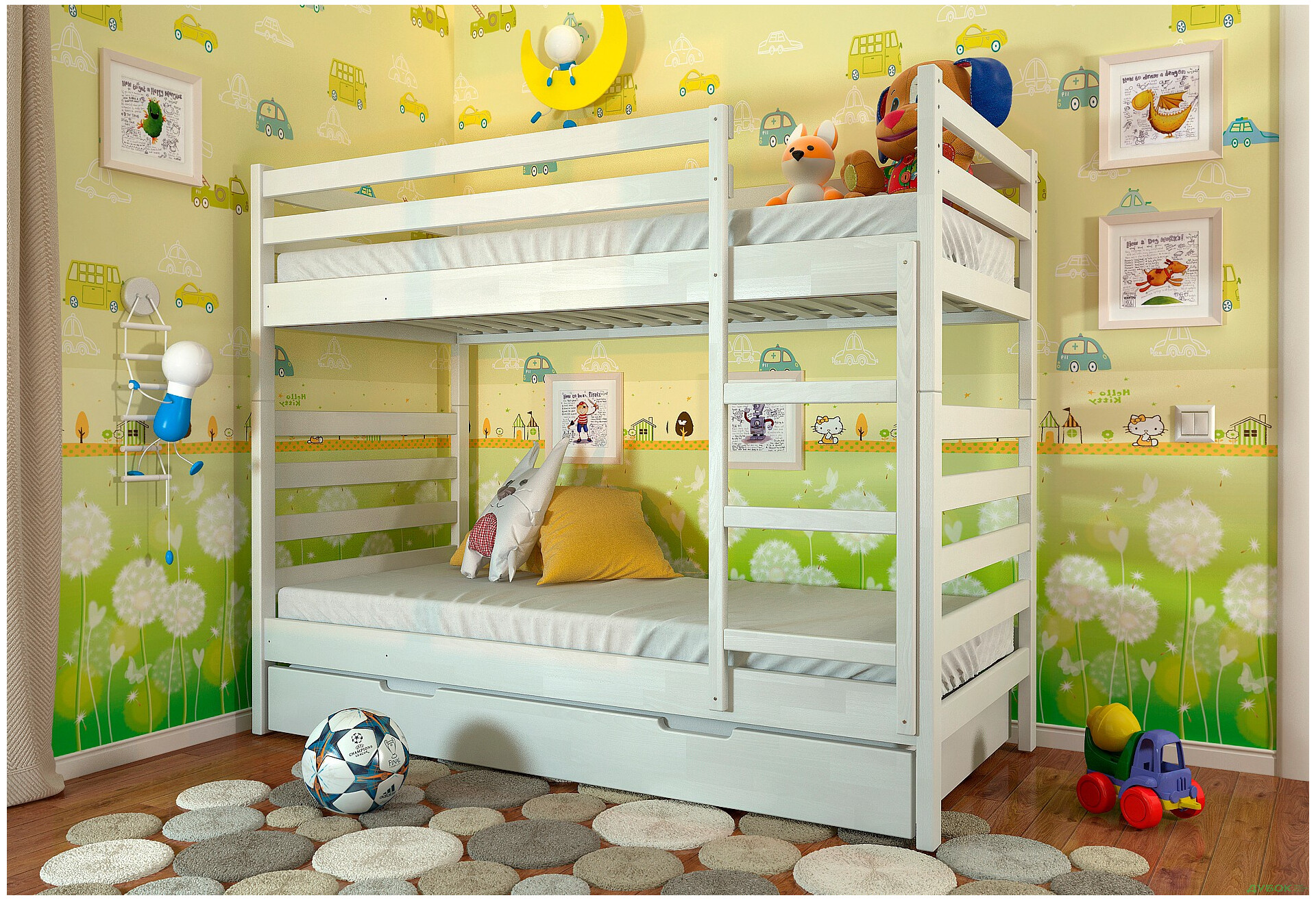 Кровать двухъярусная Арбор Древ Рио 90х190, сосна, белый - Изображение 2 Изображение 2 - Кровать двухъярусная Арбор Древ Рио 90х190, сосна, белый