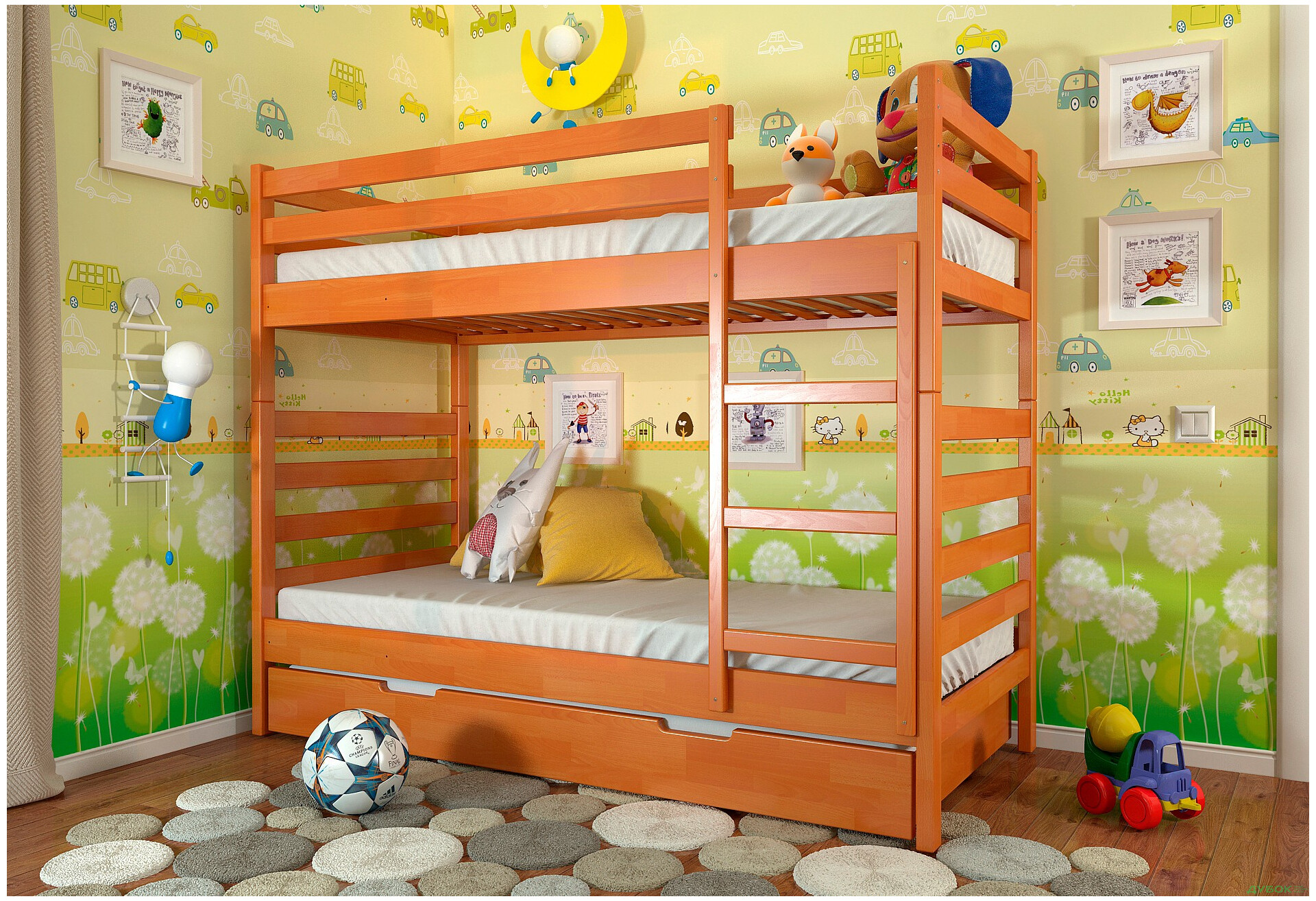 Кровать двухъярусная Арбор Древ Рио 90х190, сосна, ольха - Изображение 2 Изображение 2 - Кровать двухъярусная Арбор Древ Рио 90х190, сосна, ольха