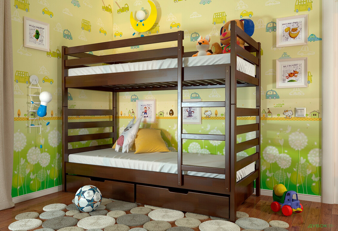 Кровать двухъярусная Арбор Древ Рио 90х190, сосна, темный орех - Изображение 2 Изображение 2 - Кровать двухъярусная Арбор Древ Рио 90х190, сосна, темный орех