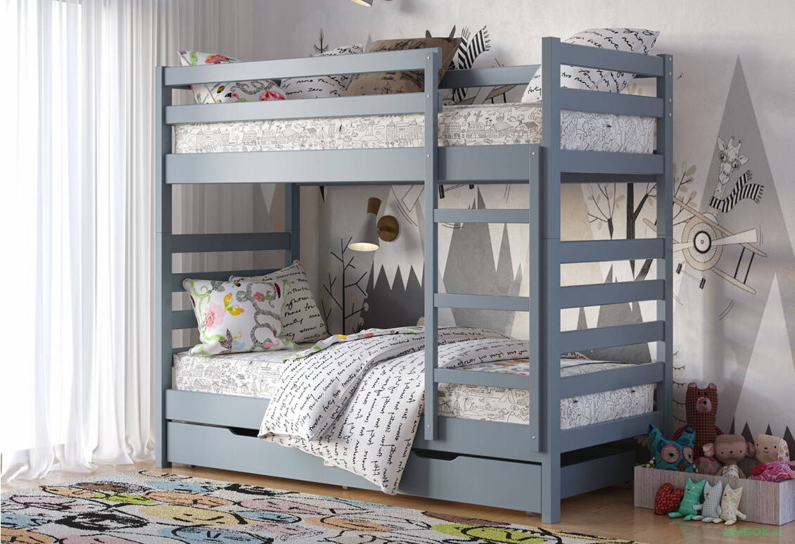 Кровать двухъярусная Арбор Древ Рио 90х200, бук, серый - Изображение 3 Изображение 3 - Кровать двухъярусная Арбор Древ Рио 90х200, бук, серый