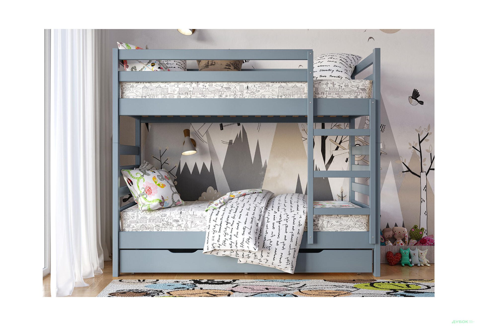 Кровать двухъярусная Арбор Древ Рио 90х200, бук, серый - Изображение 4 Изображение 4 - Кровать двухъярусная Арбор Древ Рио 90х200, бук, серый