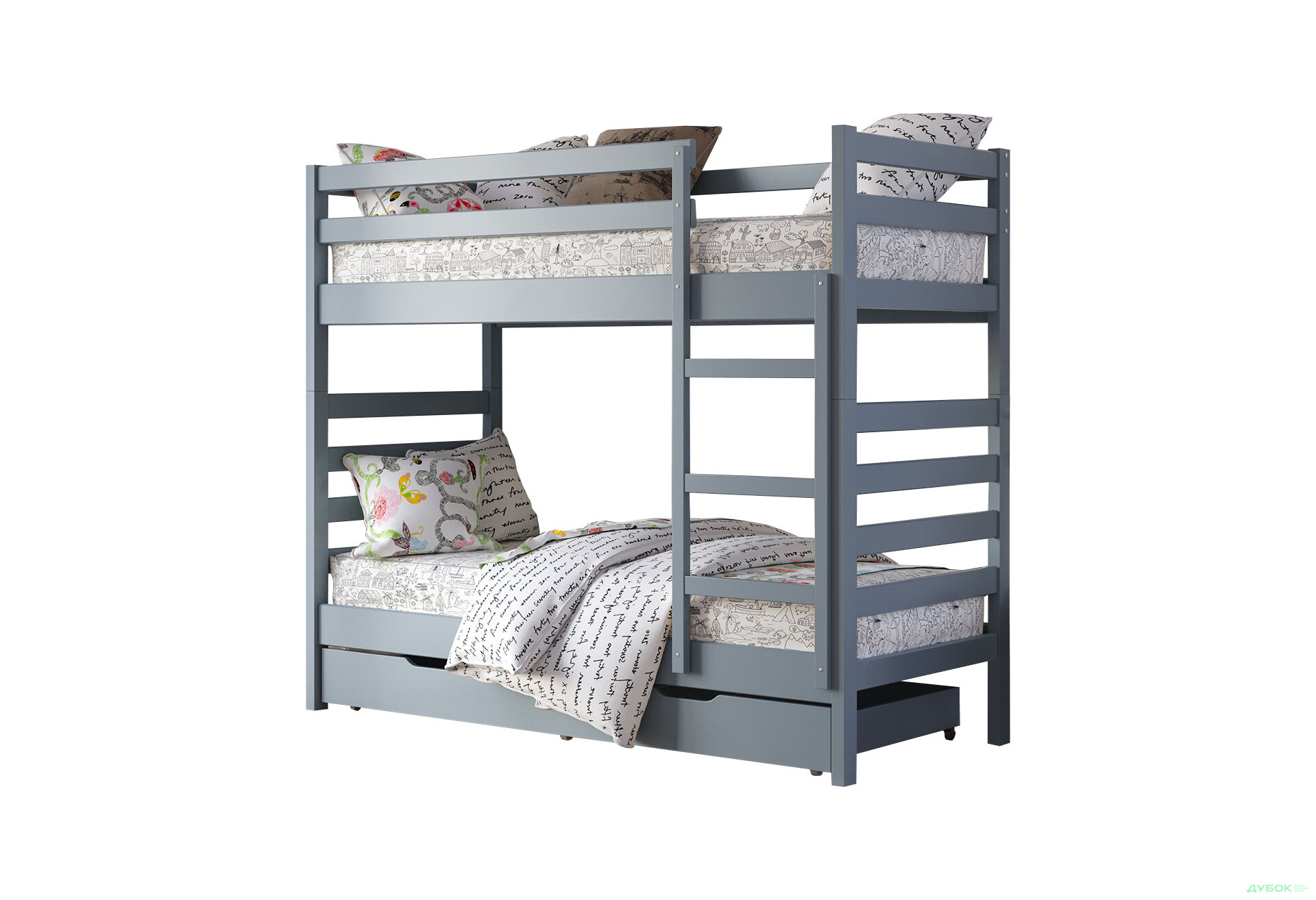 Кровать двухъярусная Арбор Древ Рио 90х200, бук, серый - Изображение 2 Изображение 2 - Кровать двухъярусная Арбор Древ Рио 90х200, бук, серый