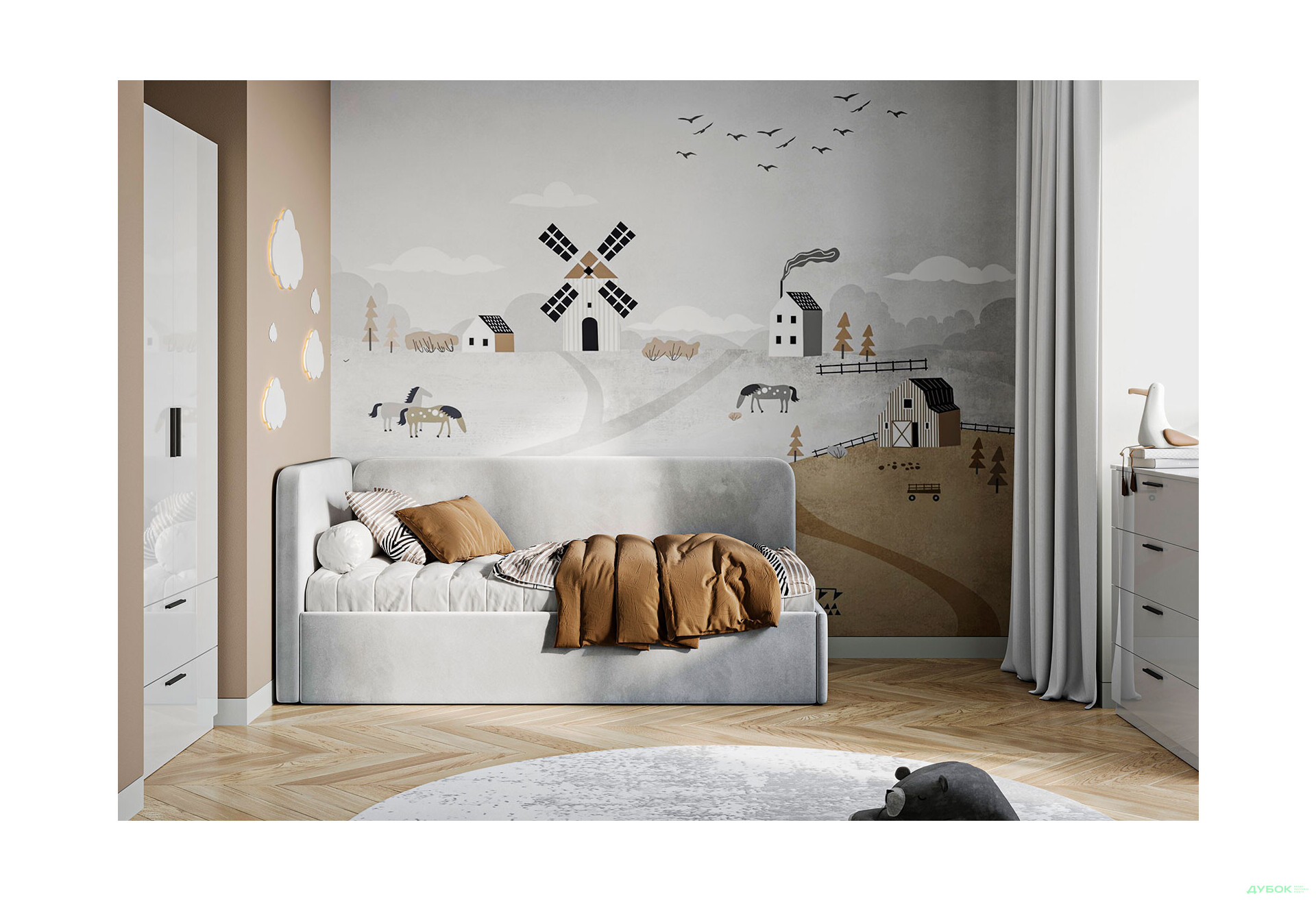 Зображення 2 - Ліжко MiroMark Хеппі 90х200 см підйомне, світло-сіре