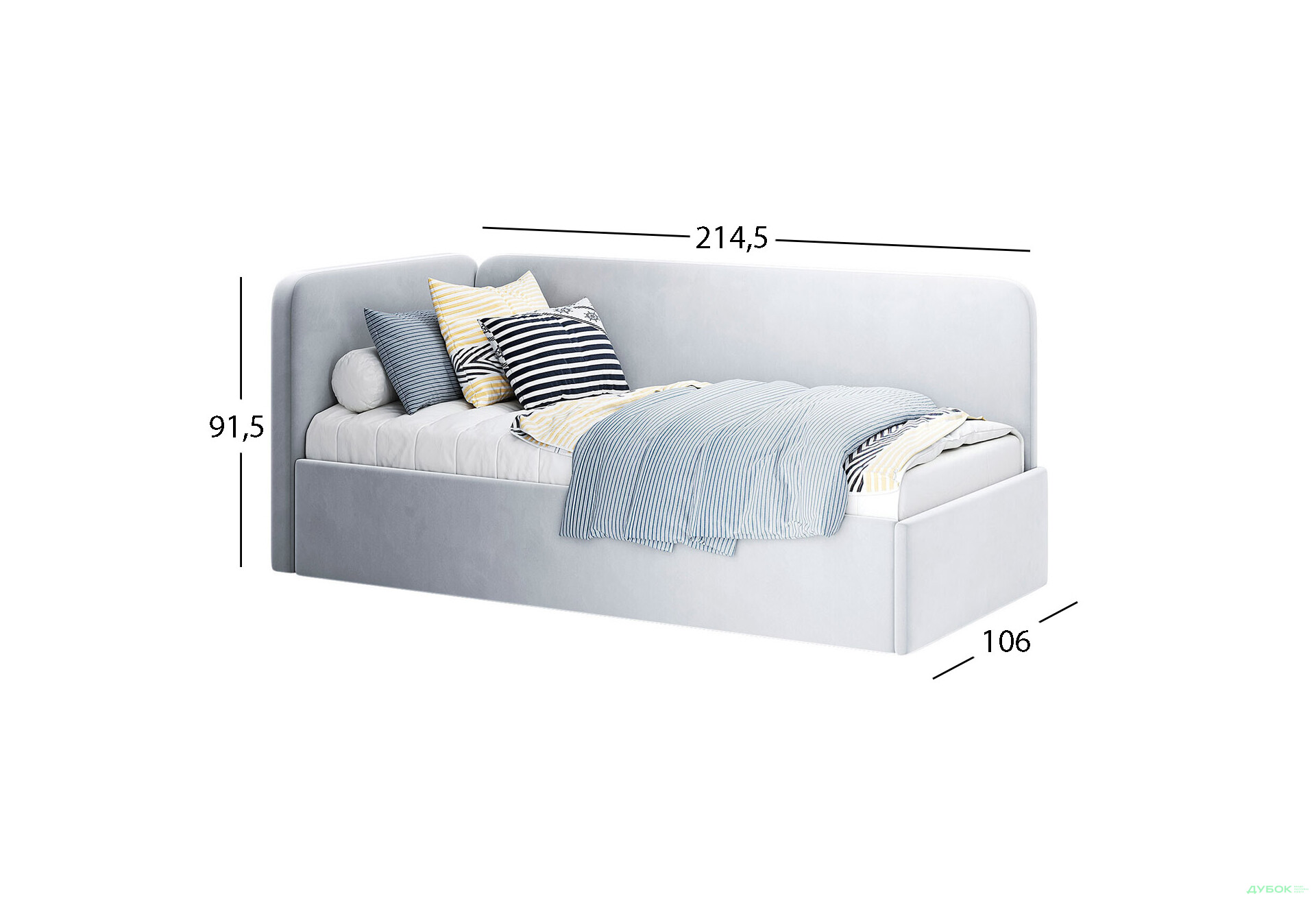 Зображення 4 - Ліжко MiroMark Хеппі 90х200 см підйомне, світло-сіре