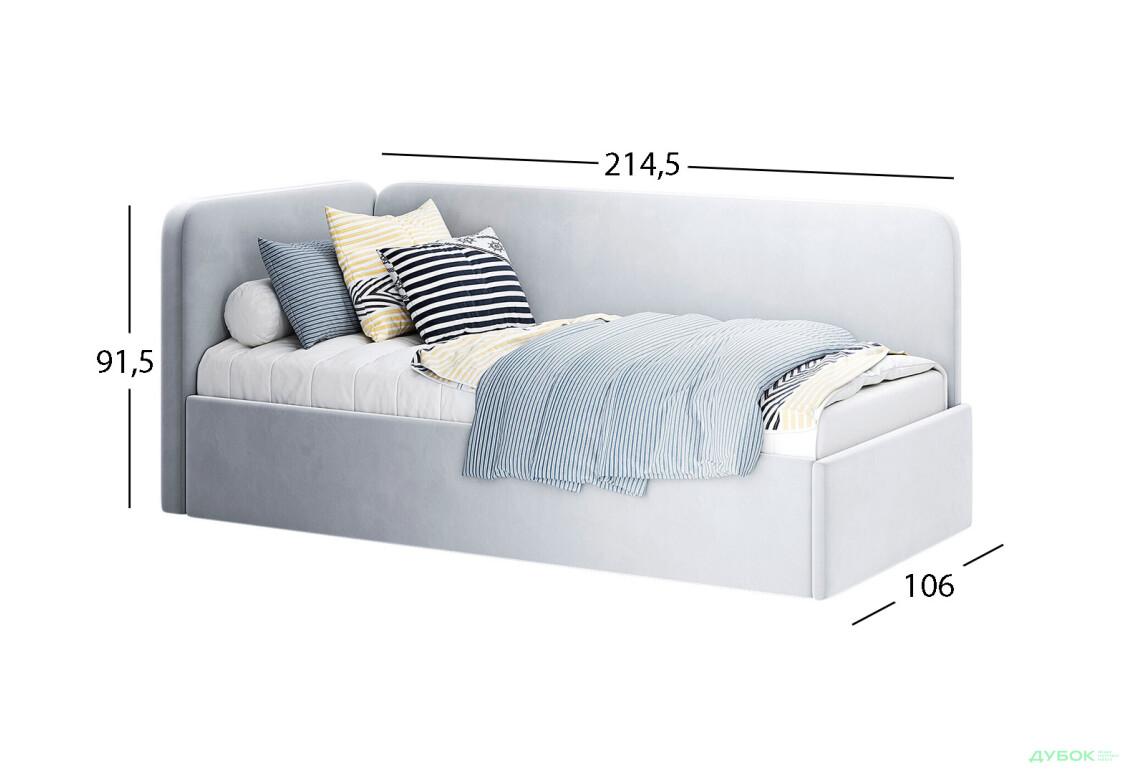 Зображення 4 - Ліжко MiroMark Хеппі 90х200 см підйомне, світло-сіре