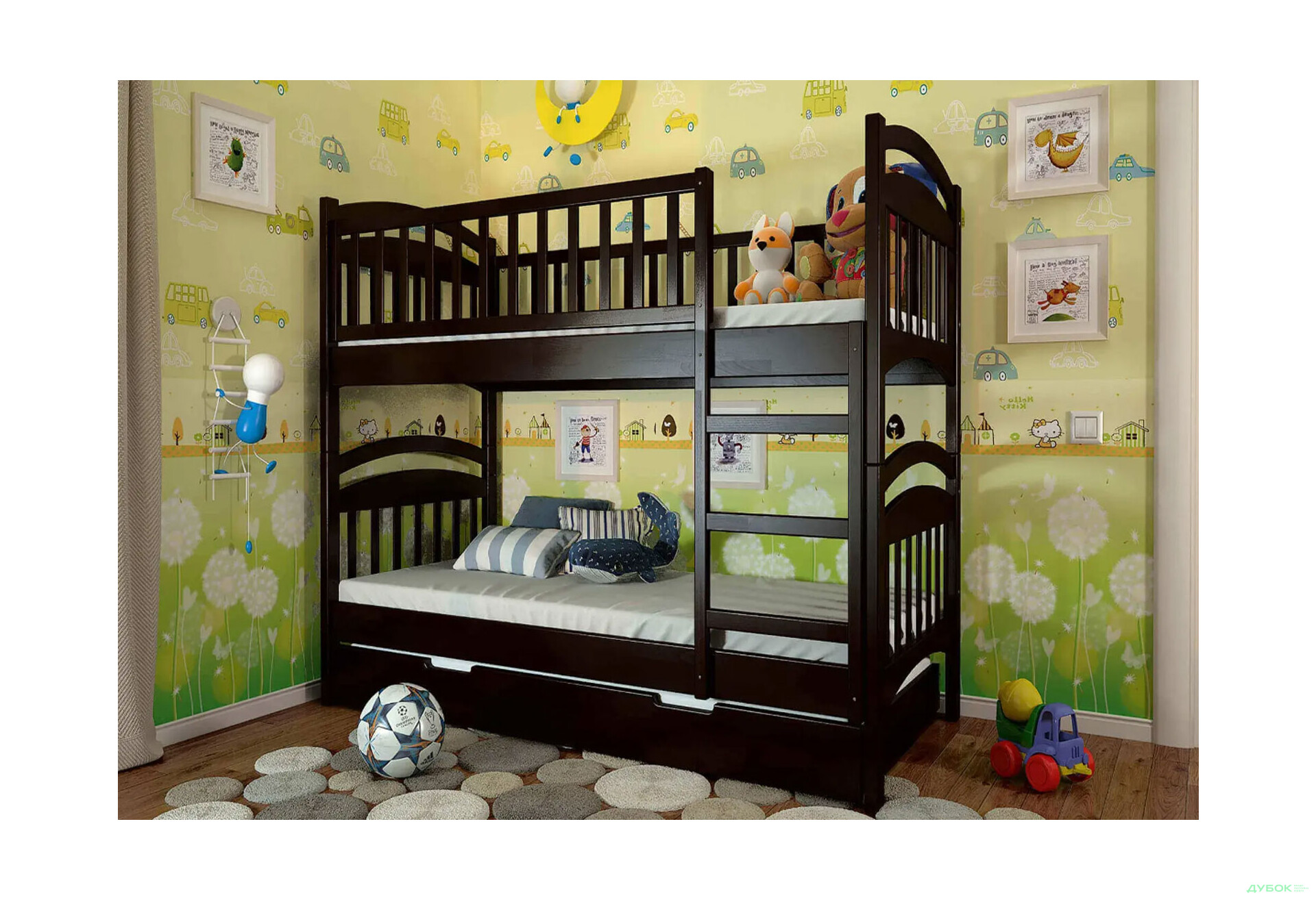 Кровать двухьярусная Арбор Древ Смайл сосна 80х200, венге - Изображение 2 Изображение 2 - Кровать двухьярусная Арбор Древ Смайл сосна 80х200, венге