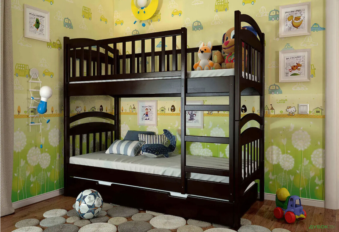 Кровать двухьярусная Арбор Древ Смайл сосна 90х190, венге - Изображение 2 Изображение 2 - Кровать двухьярусная Арбор Древ Смайл сосна 90х190, венге