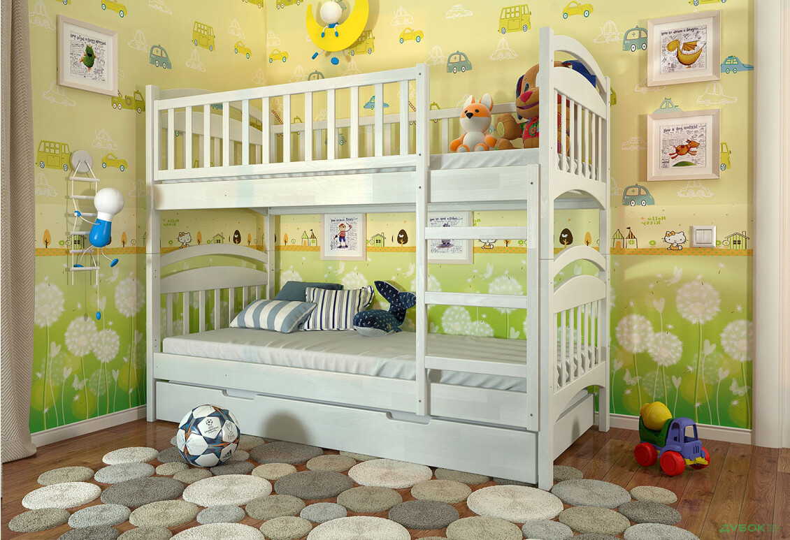 Кровать двухьярусная Арбор Древ Смайл сосна 90х200, белый - Изображение 2 Изображение 2 - Кровать двухьярусная Арбор Древ Смайл сосна 90х200, белый