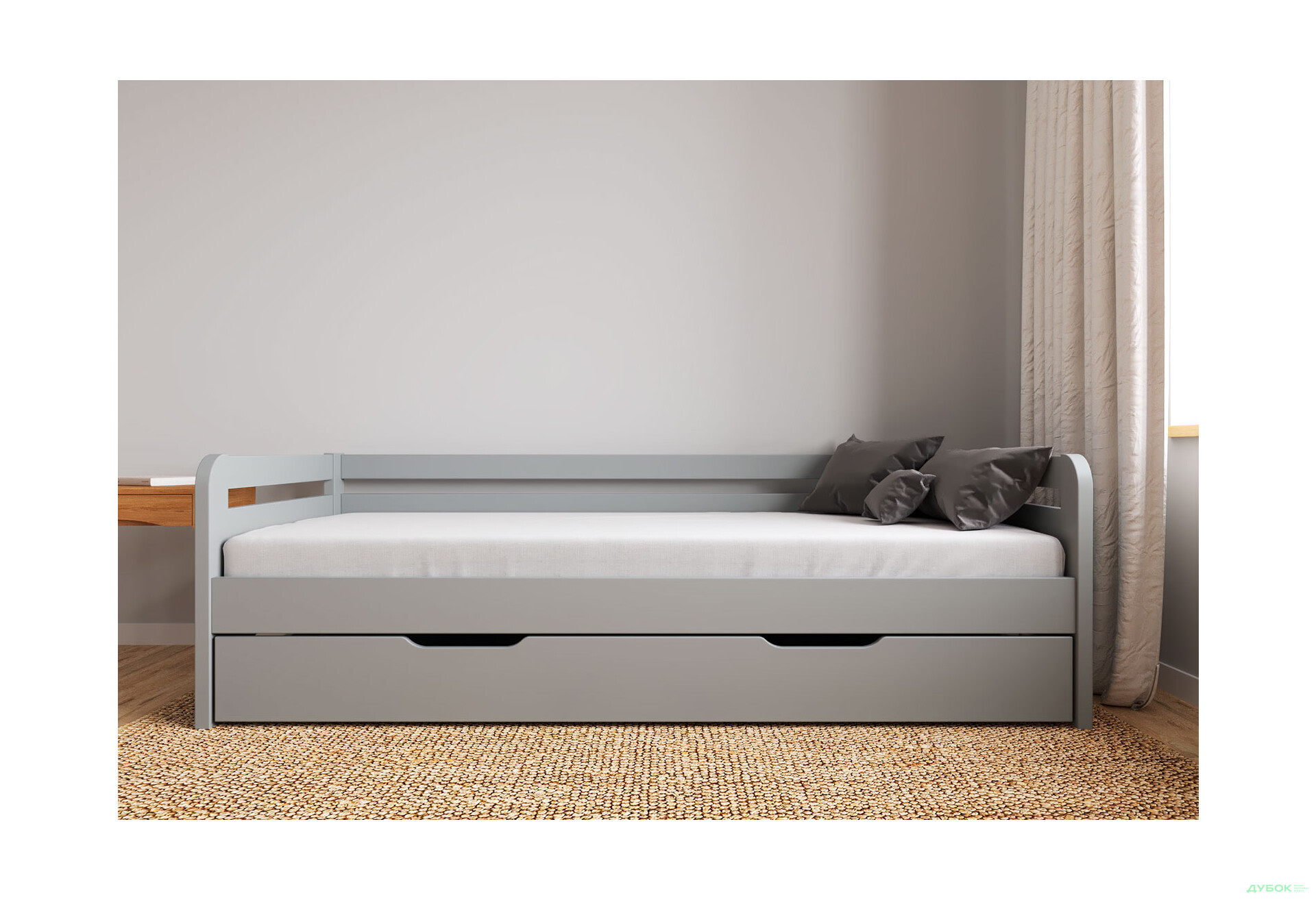 Ліжко Arbor Drev Немо 90х200, сосна, сірий - Зображення 2 Зображення 2 - Ліжко Arbor Drev Немо 90х200, сосна, сірий