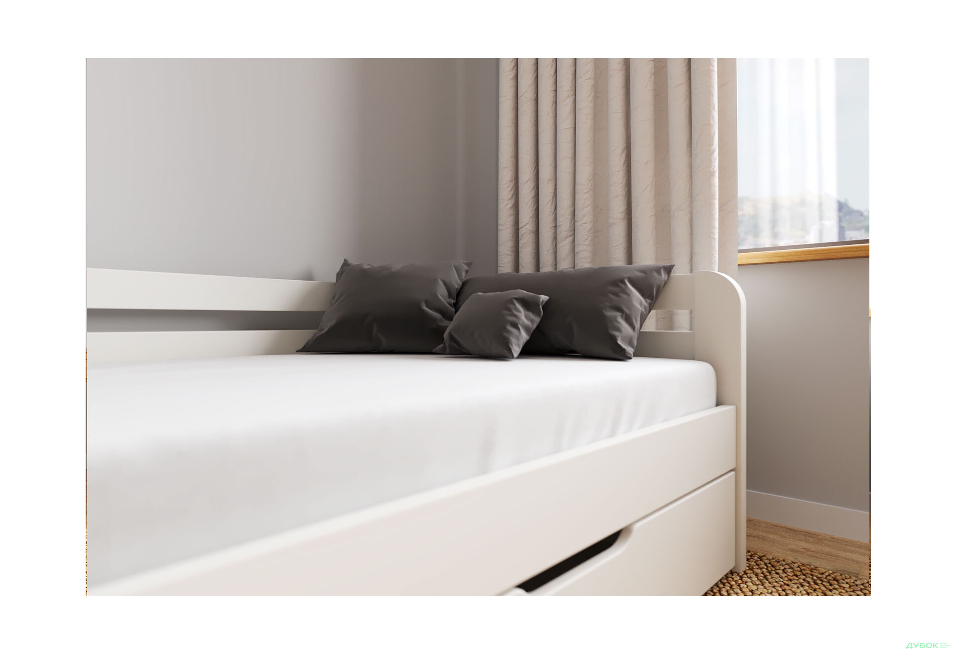 Ліжко Arbor Drev Немо 90х200, сосна, білий - Зображення 4 Зображення 4 - Ліжко Arbor Drev Немо 90х200, сосна, білий