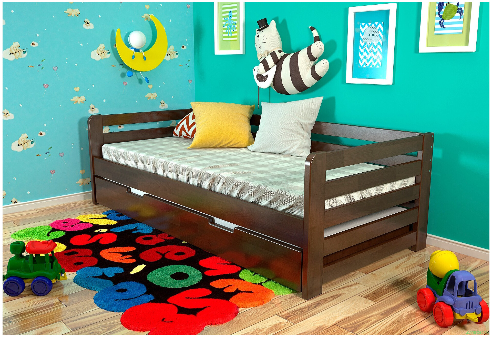 Ліжко Arbor Drev Немо 80х190, бук, темний горіх - Зображення 2 Зображення 2 - Ліжко Arbor Drev Немо 80х190, бук, темний горіх