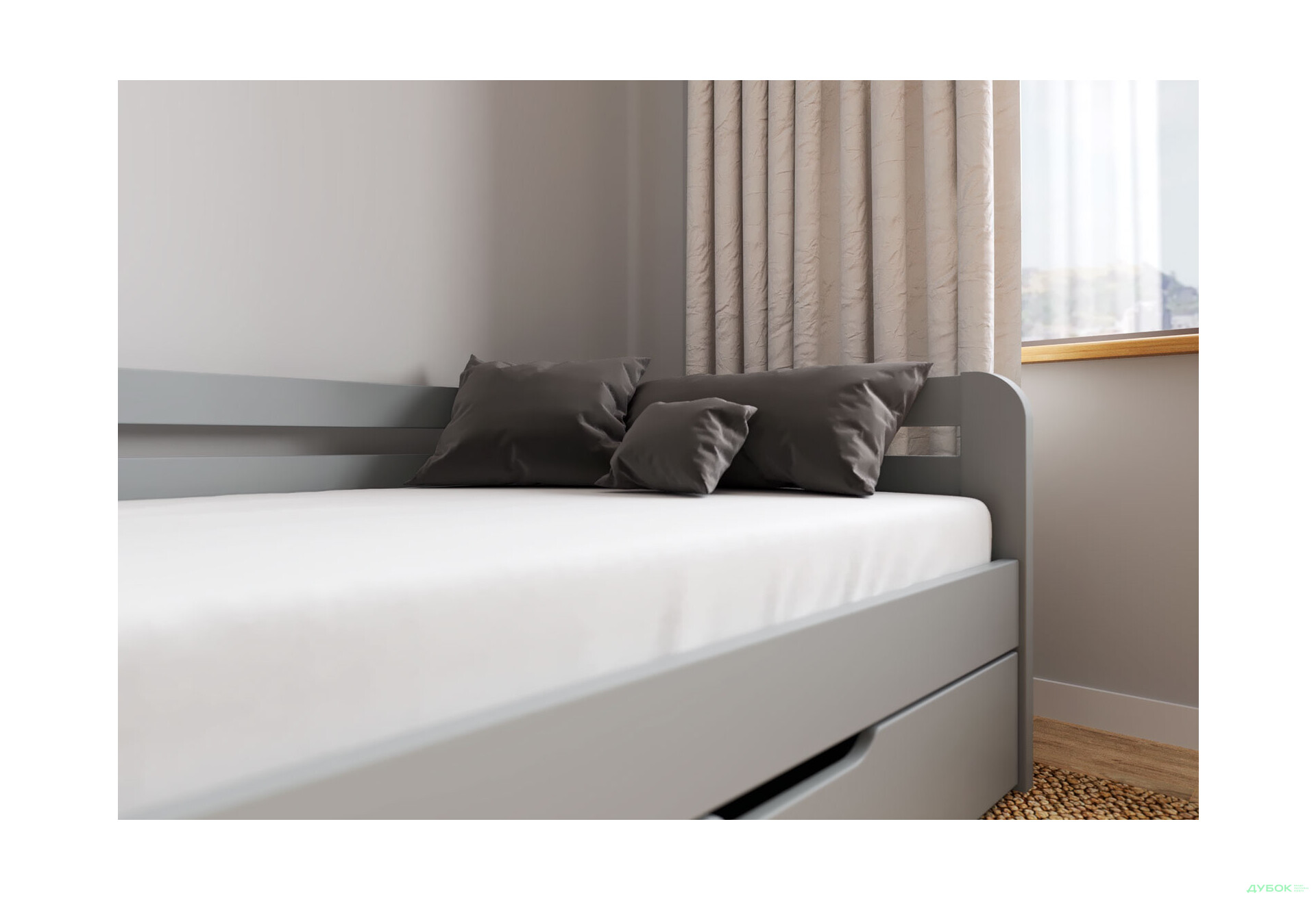 Зображення 4 - Ліжко Arbor Drev Немо 90х190, бук, сірий